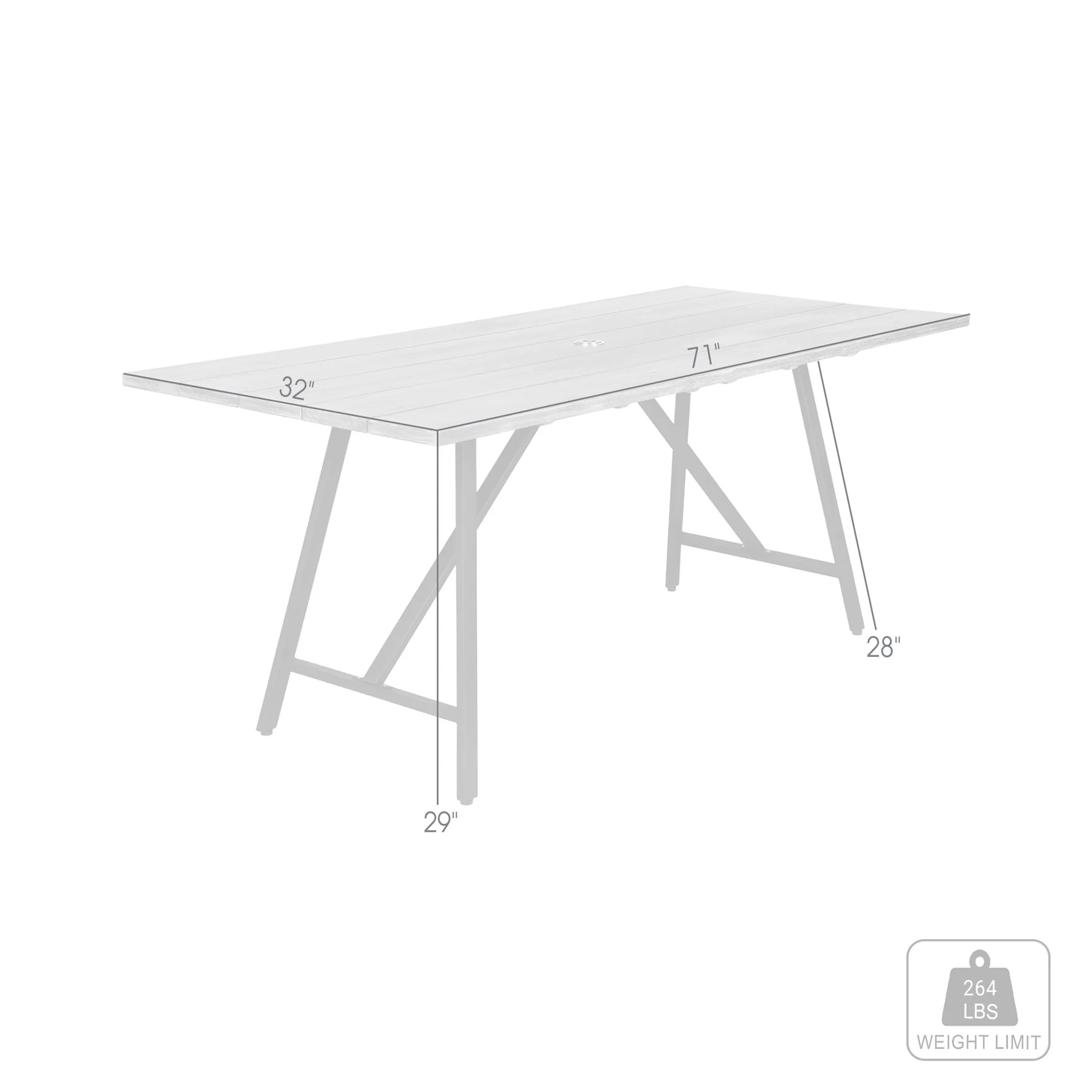 Frinton Outdoor Patio Dark Eucalyptus Wood and Metal Rectangle Dining Table - Image 7