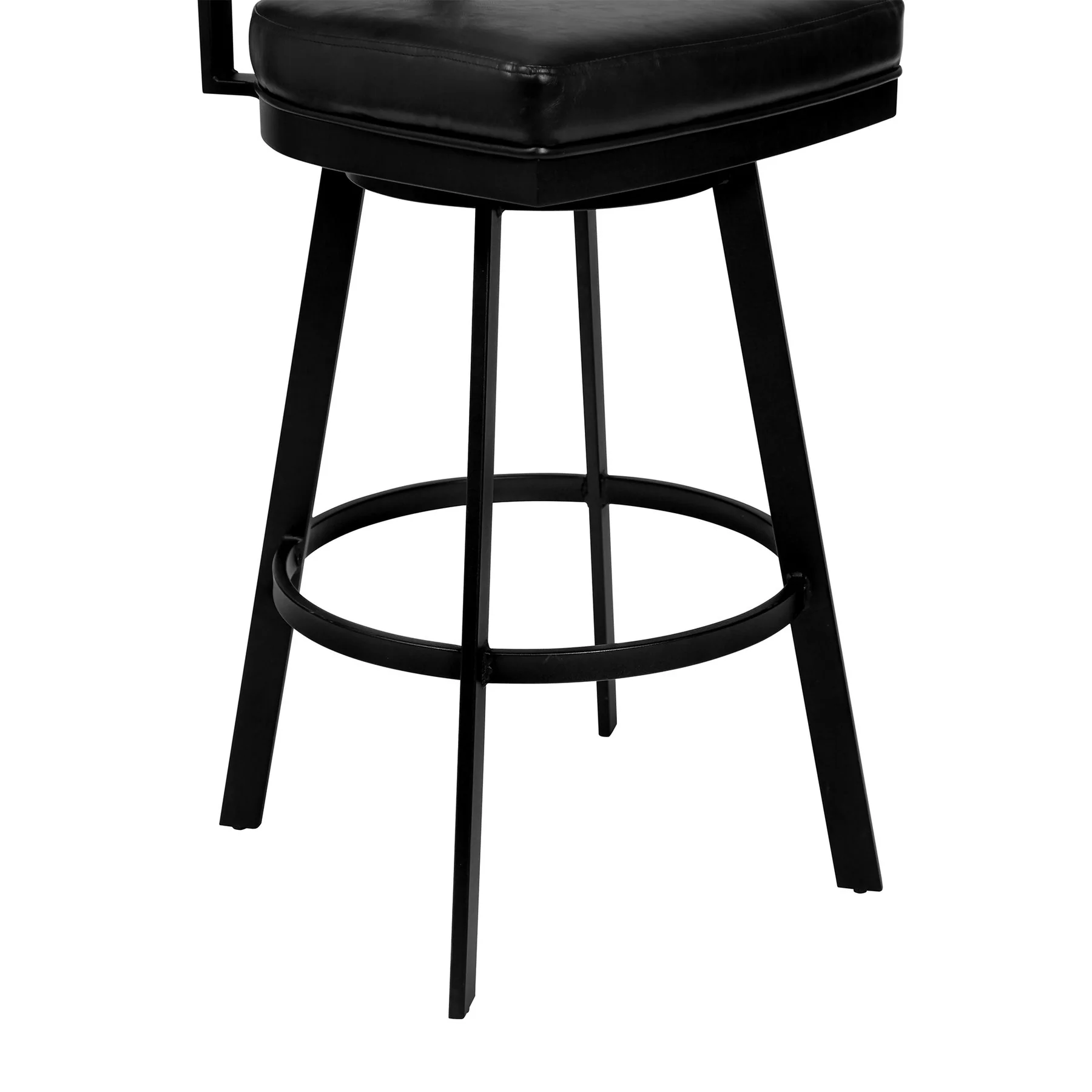 Frisco 30" Bar Height Barstool in Matte Black Finish with Black Faux Leather and Gray Walnut - Image 5