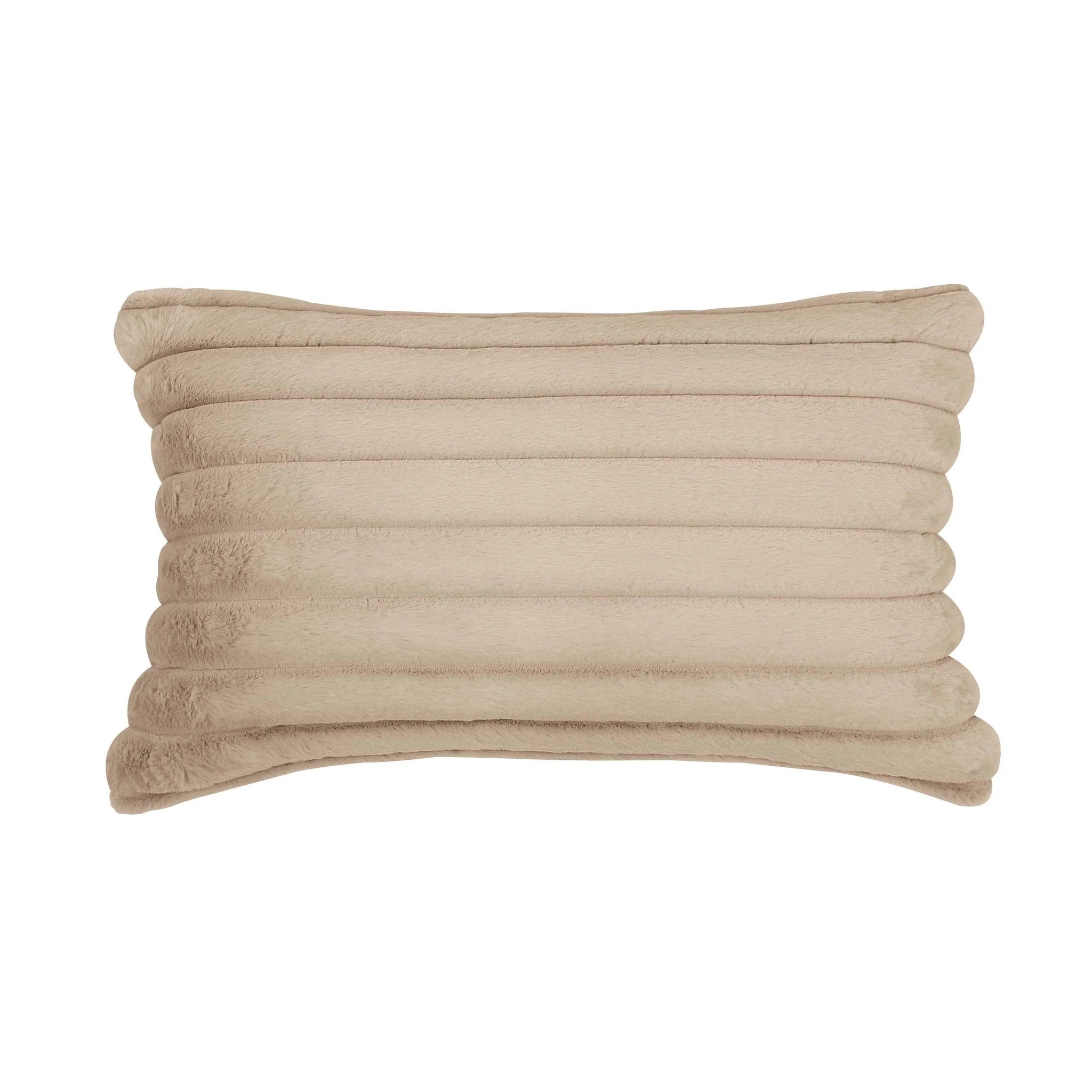 Furry Taupe Vegan Fur Rectangular Accent Pillow - COVER - Image 3