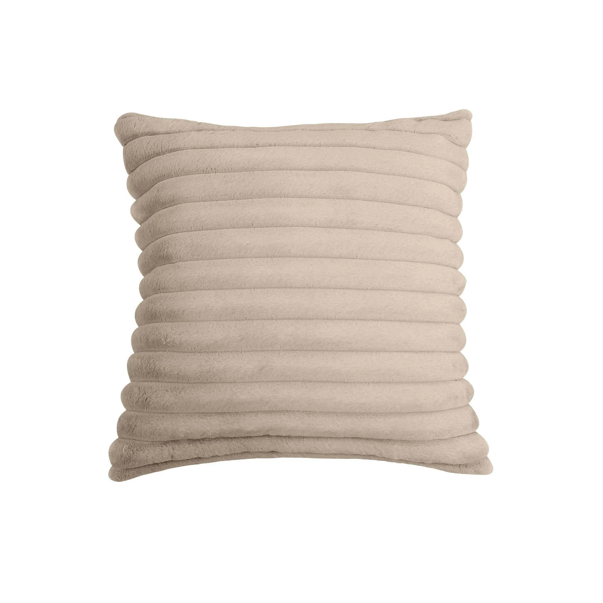 Furry Taupe Vegan Fur Square Accent Pillow - Image 3