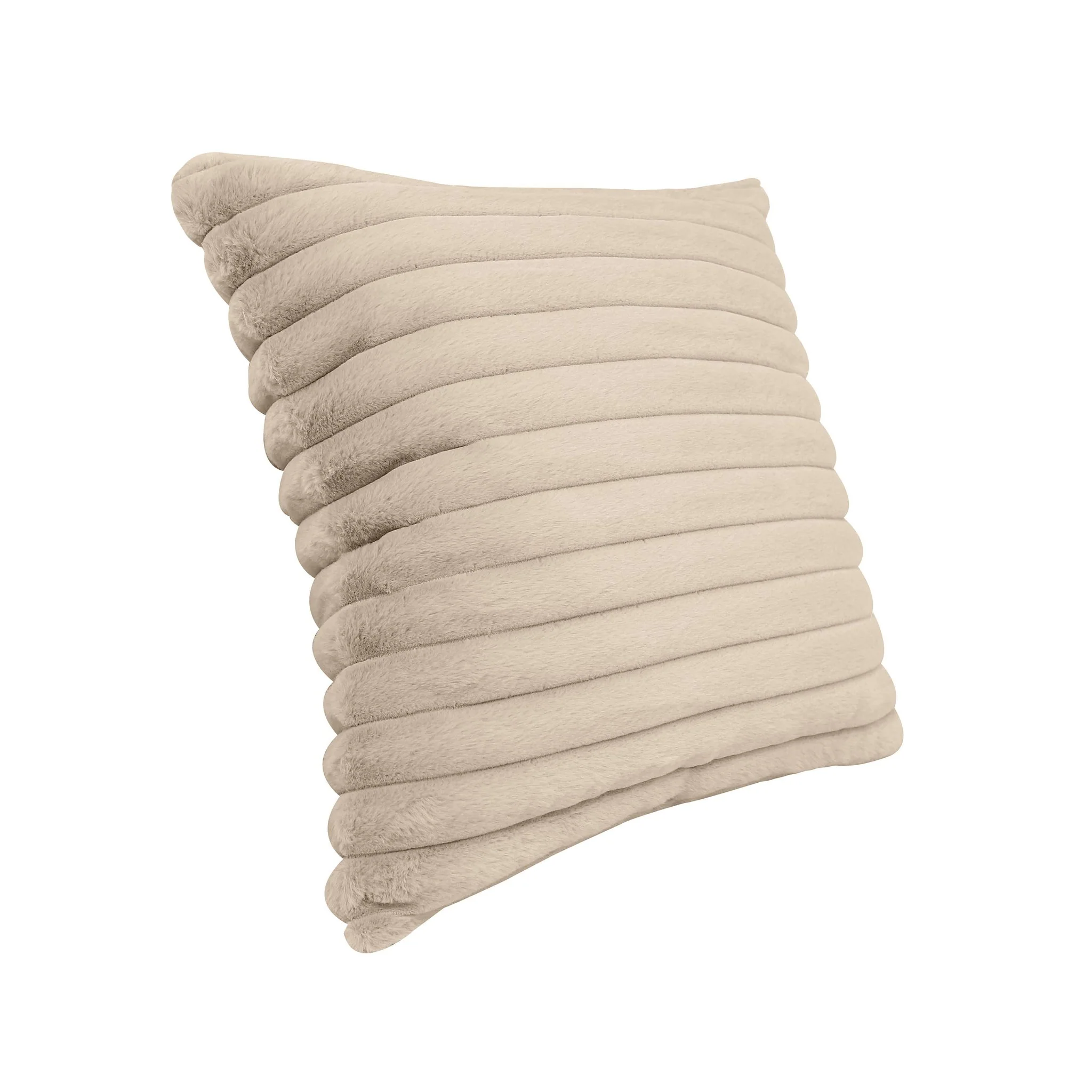 Furry Taupe Vegan Fur Square Accent Pillow - Image 6