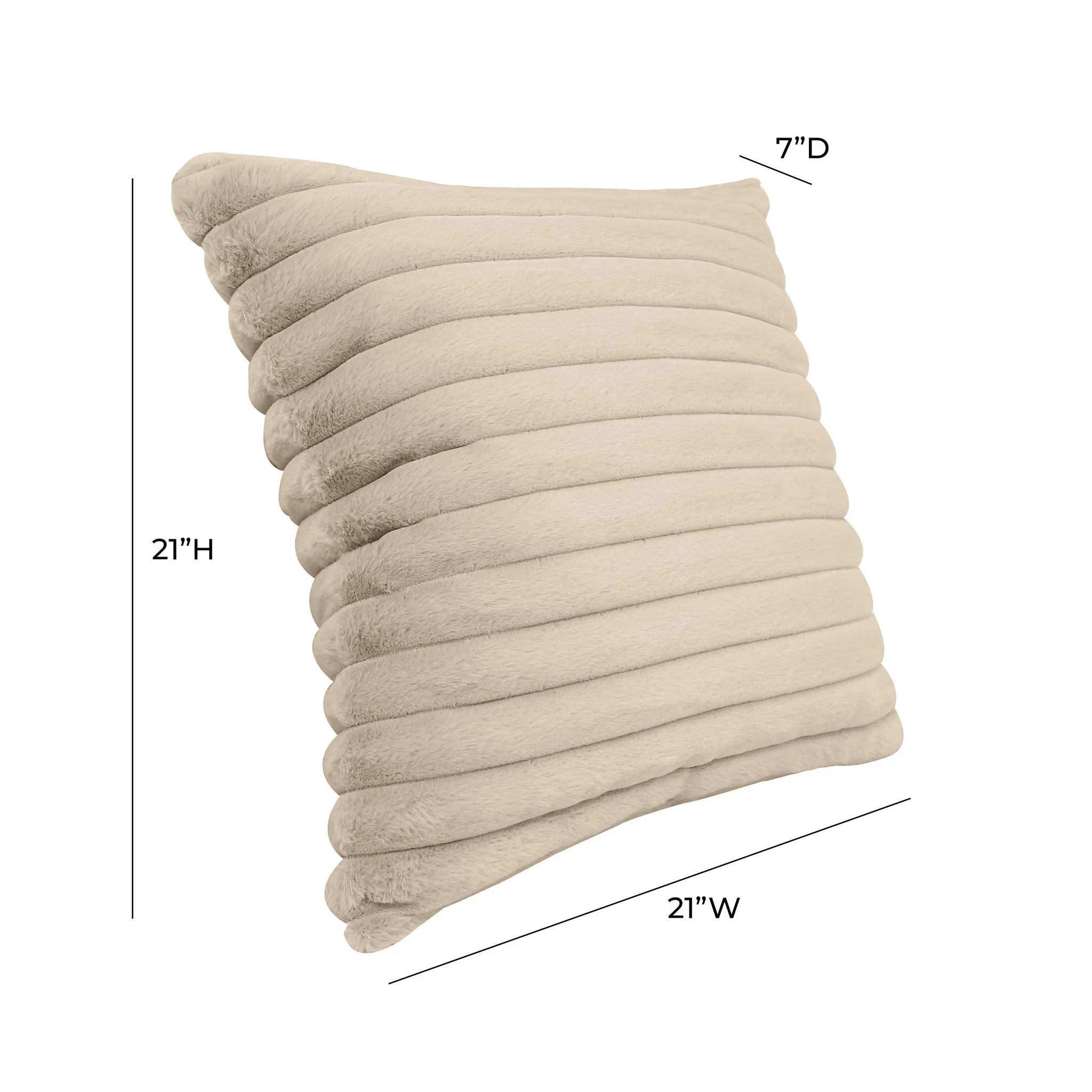 Furry Taupe Vegan Fur Square Accent Pillow - Image 7