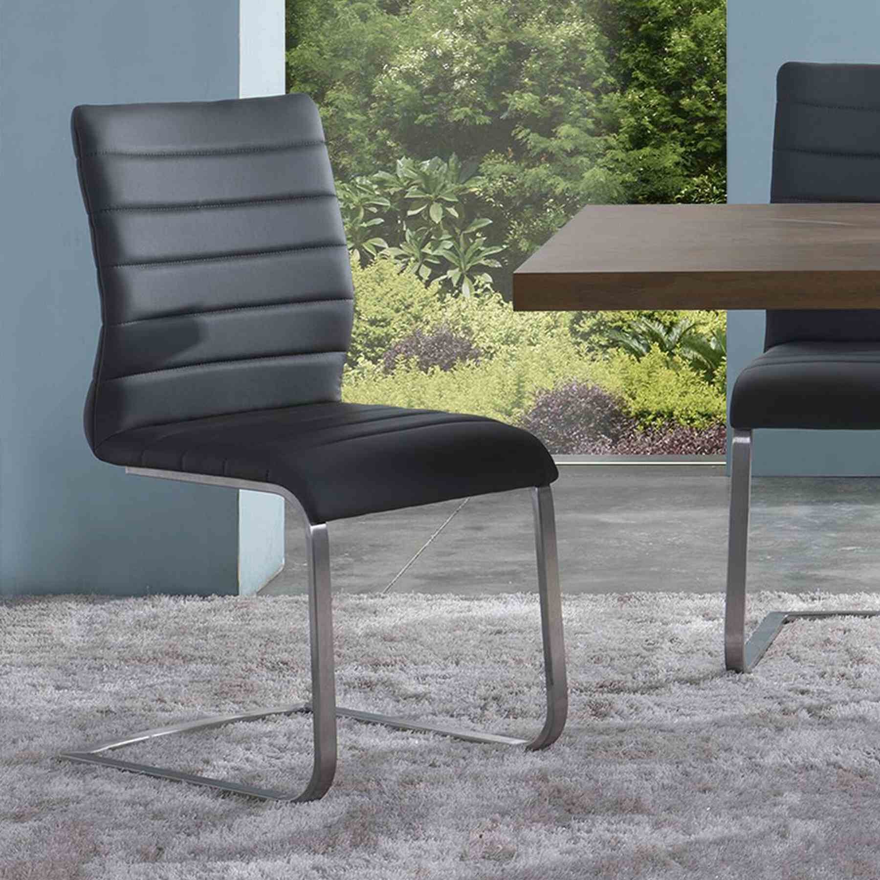 Fusion Contemporary Side Chair In Gray and Stainless Steel - Set of 2 - Image 2