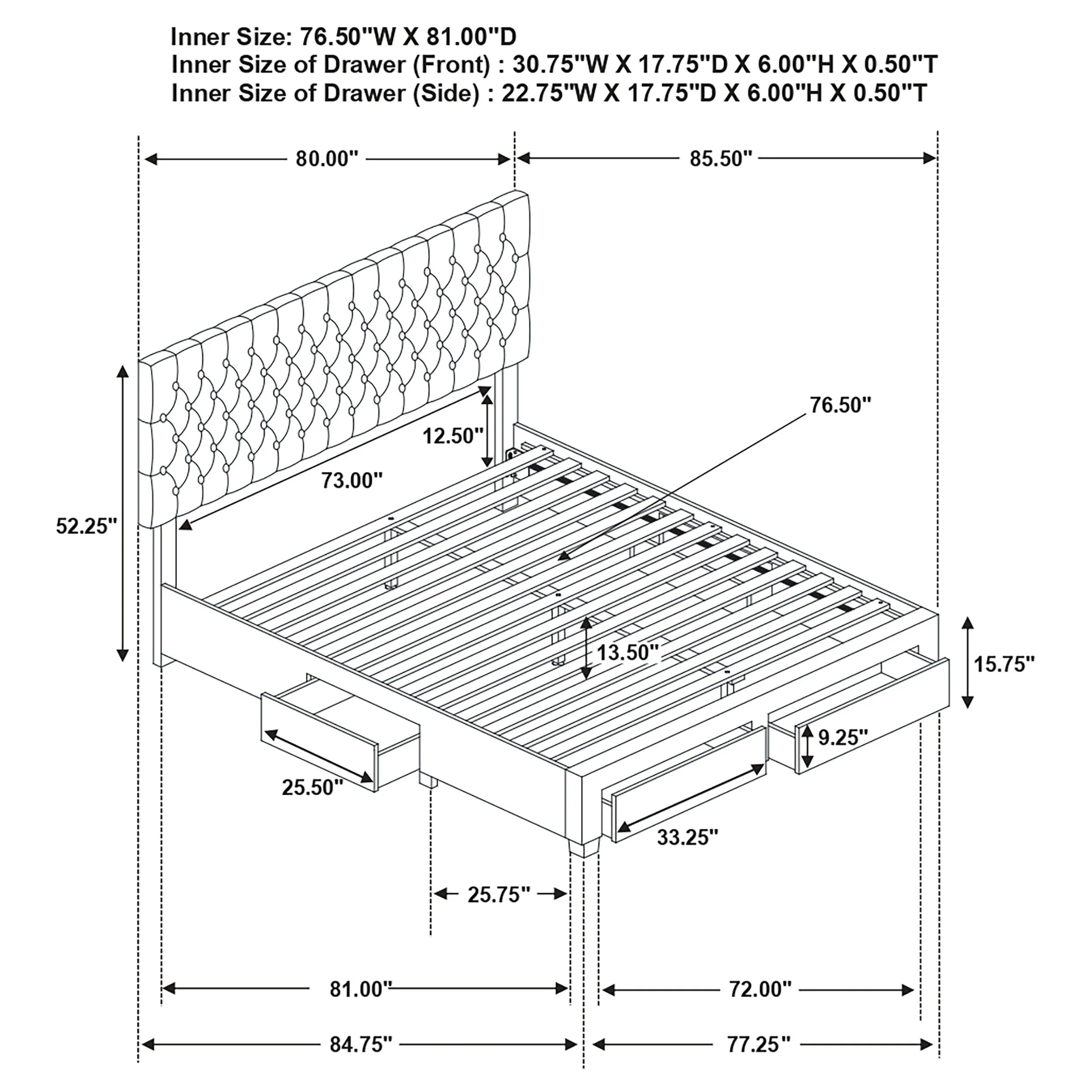 Soledad Panel Platform Storage Bed - Image 6