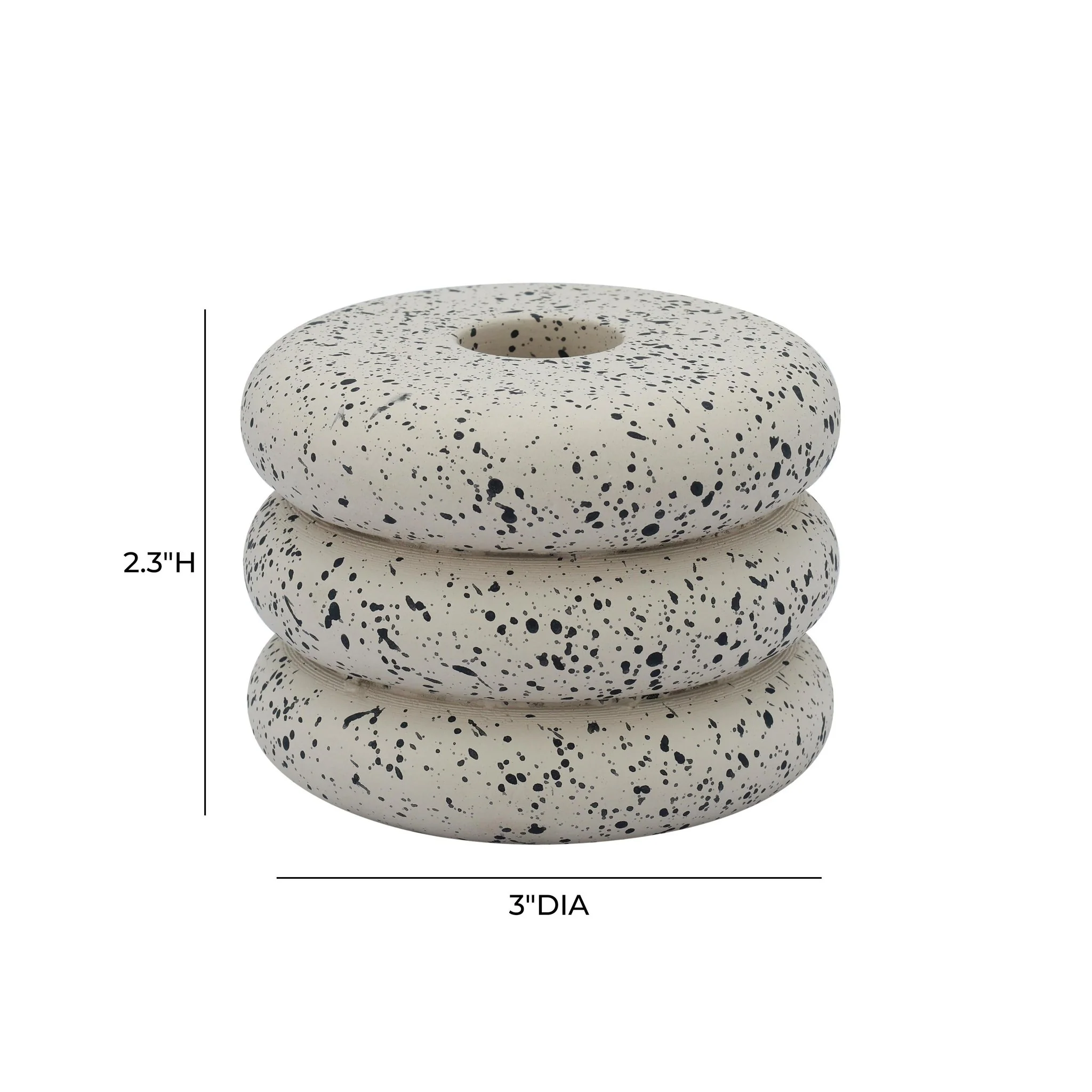 Gabby Speckled Cream Stacked Candleholder - Image 4