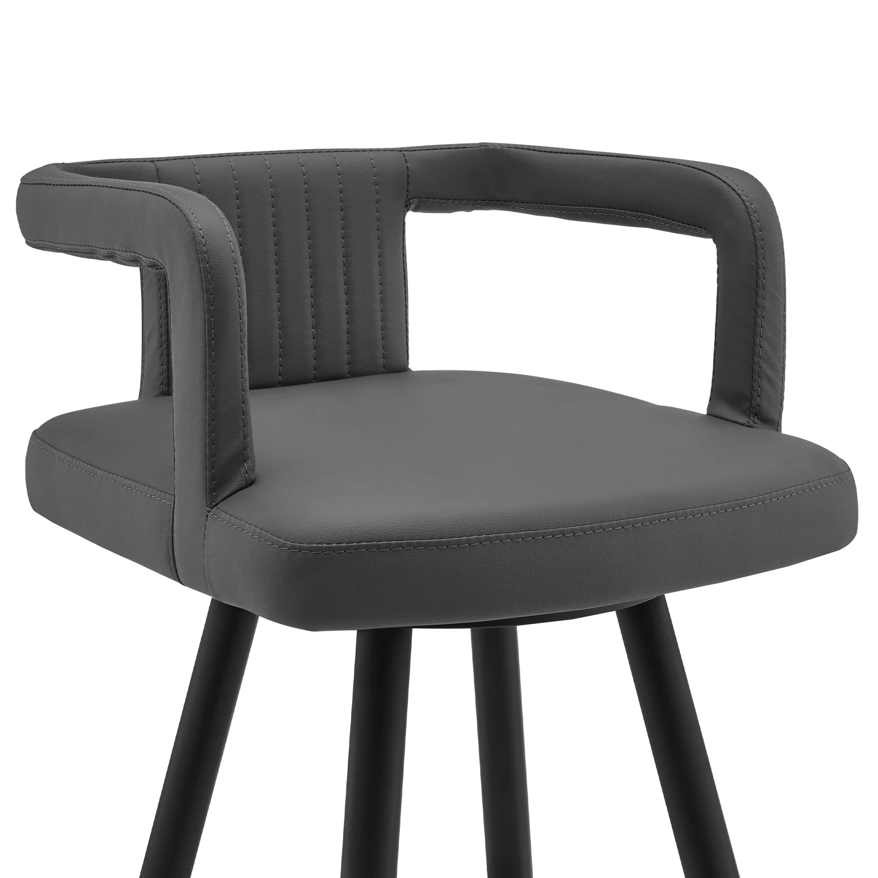 Gabriele 30" Gray Faux Leather and Black Metal Swivel Bar Stool - Image 4