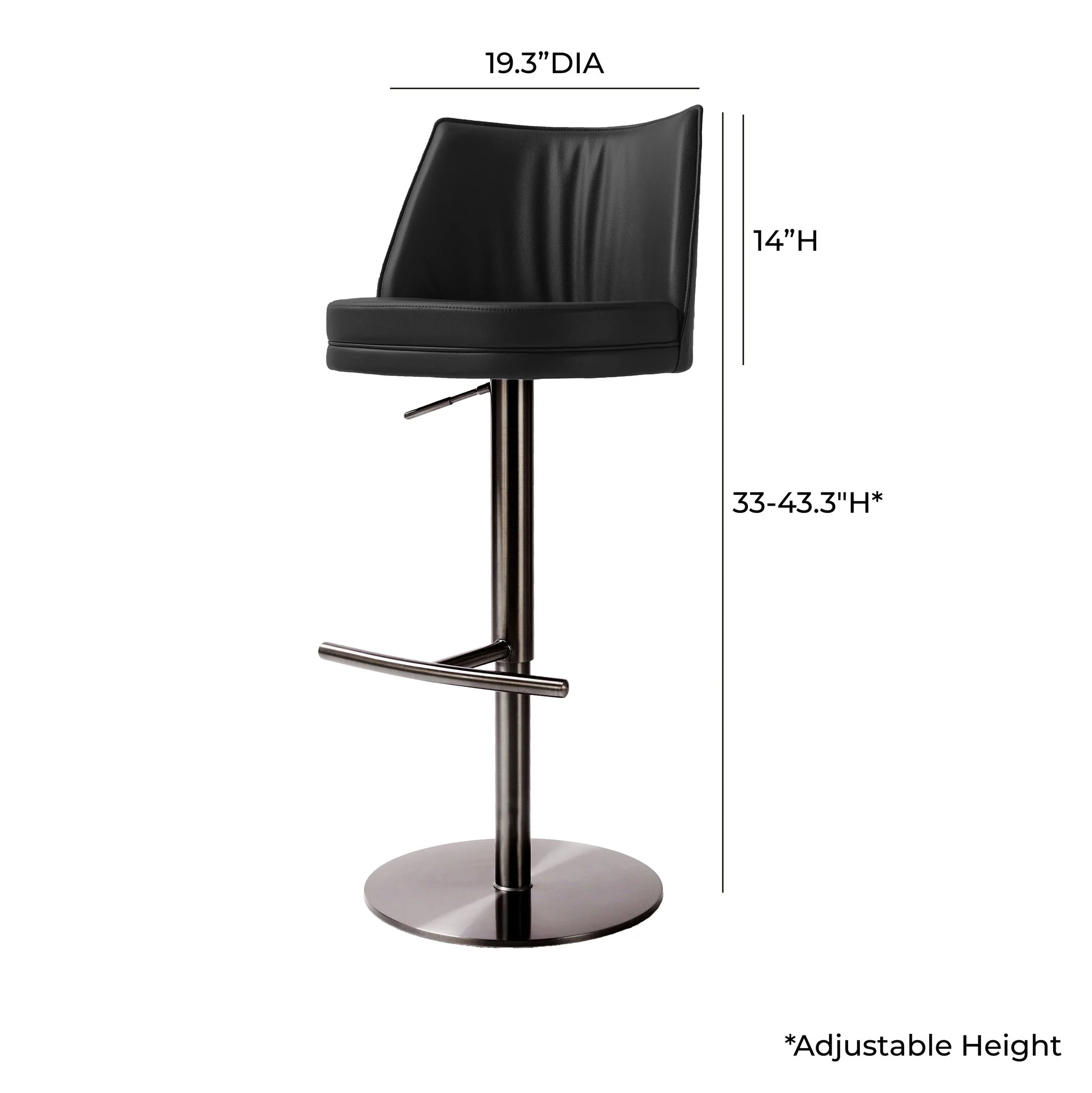 Gala Black Performance Vegan Leather on Adjustable Stool - Image 6