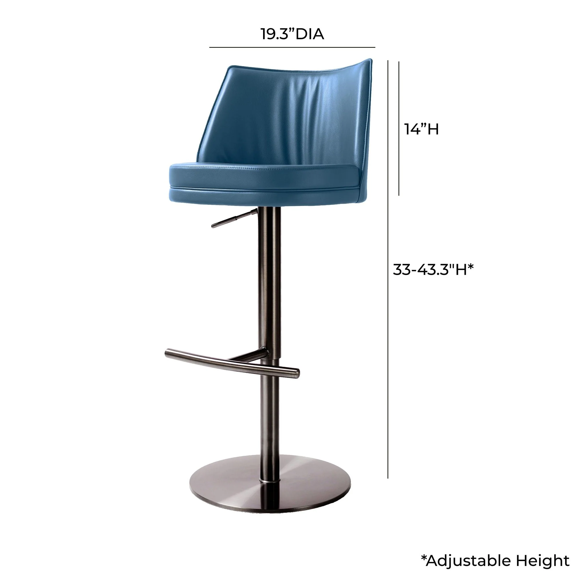 Gala Blue Performance Vegan Leather on Adjustable Stool - Image 6