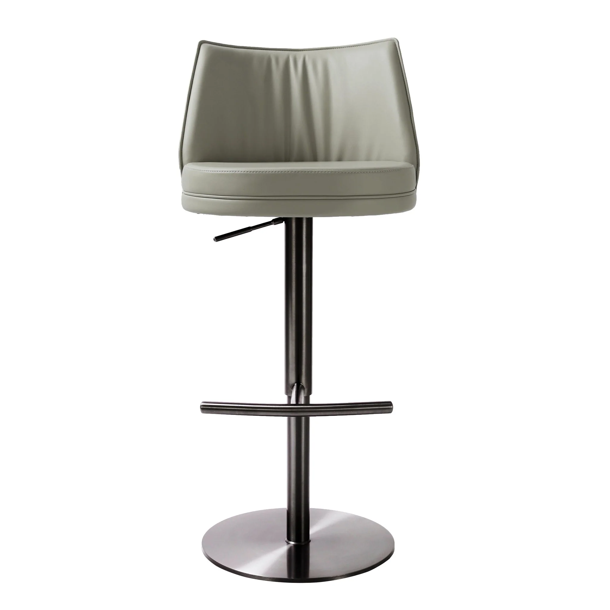 Gala Light Grey Performance Vegan Leather on Black Adjustable Stool - Image 3