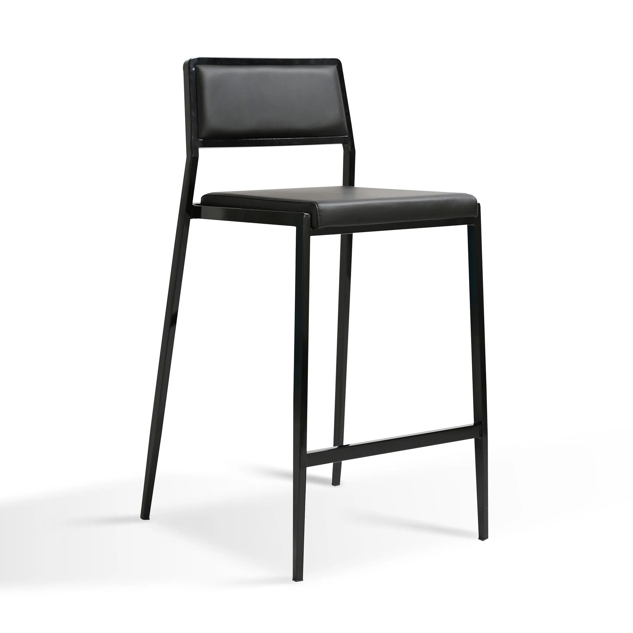 Gale Black Performance Vegan Leather Stackable Stool - Set of 2 - Image 3