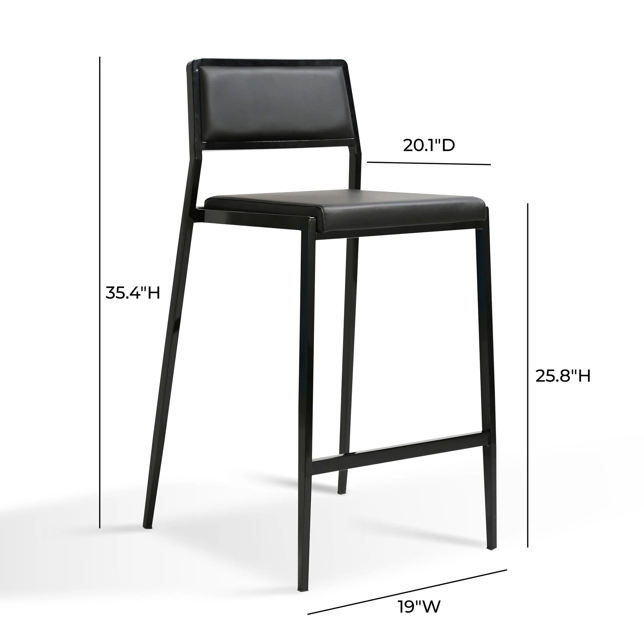 Gale Black Performance Vegan Leather Stackable Stool - Set of 2 - Image 8