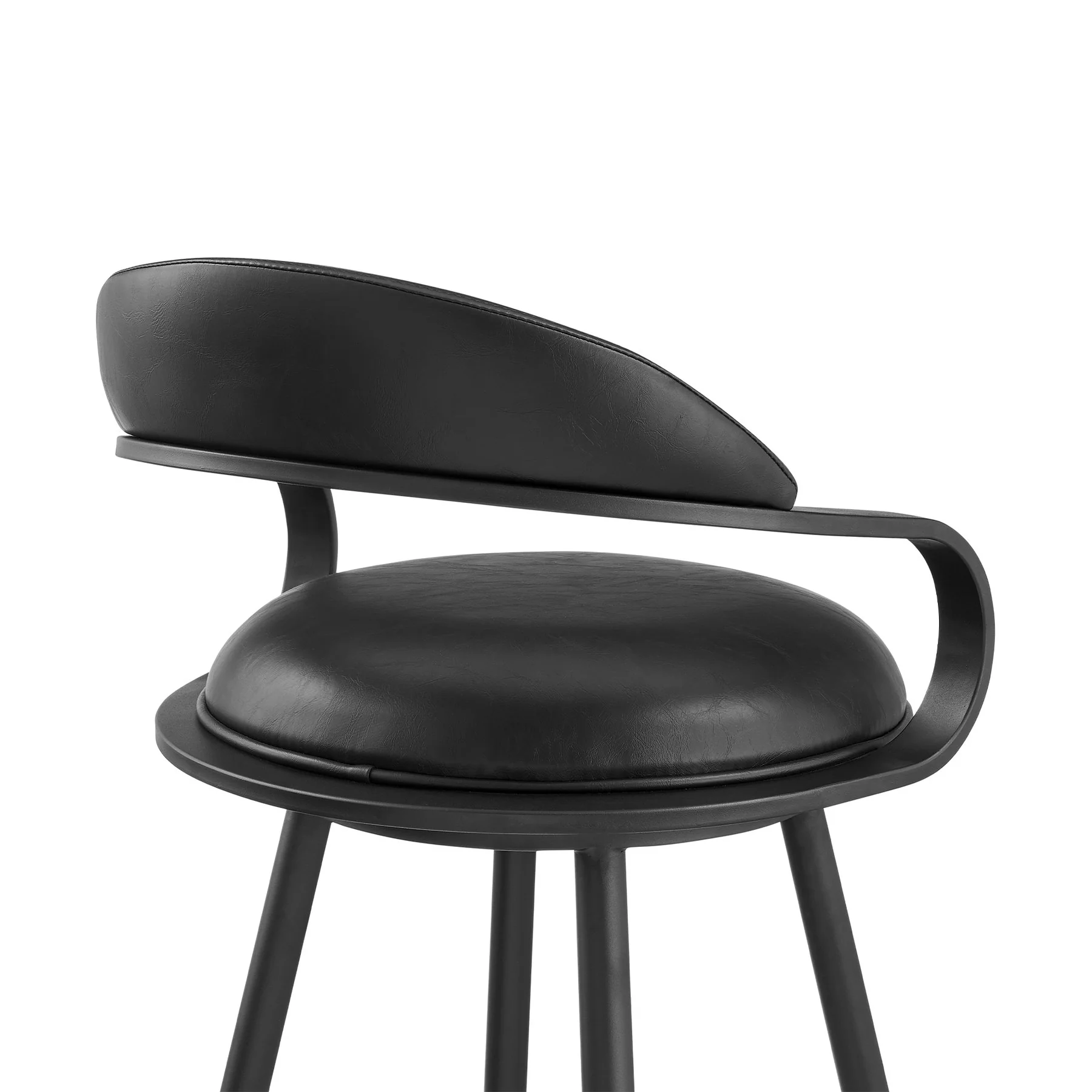 Gardenia 26" Swivel Counter Stool in Black Iron with Vintage Black Faux Leather - Image 5