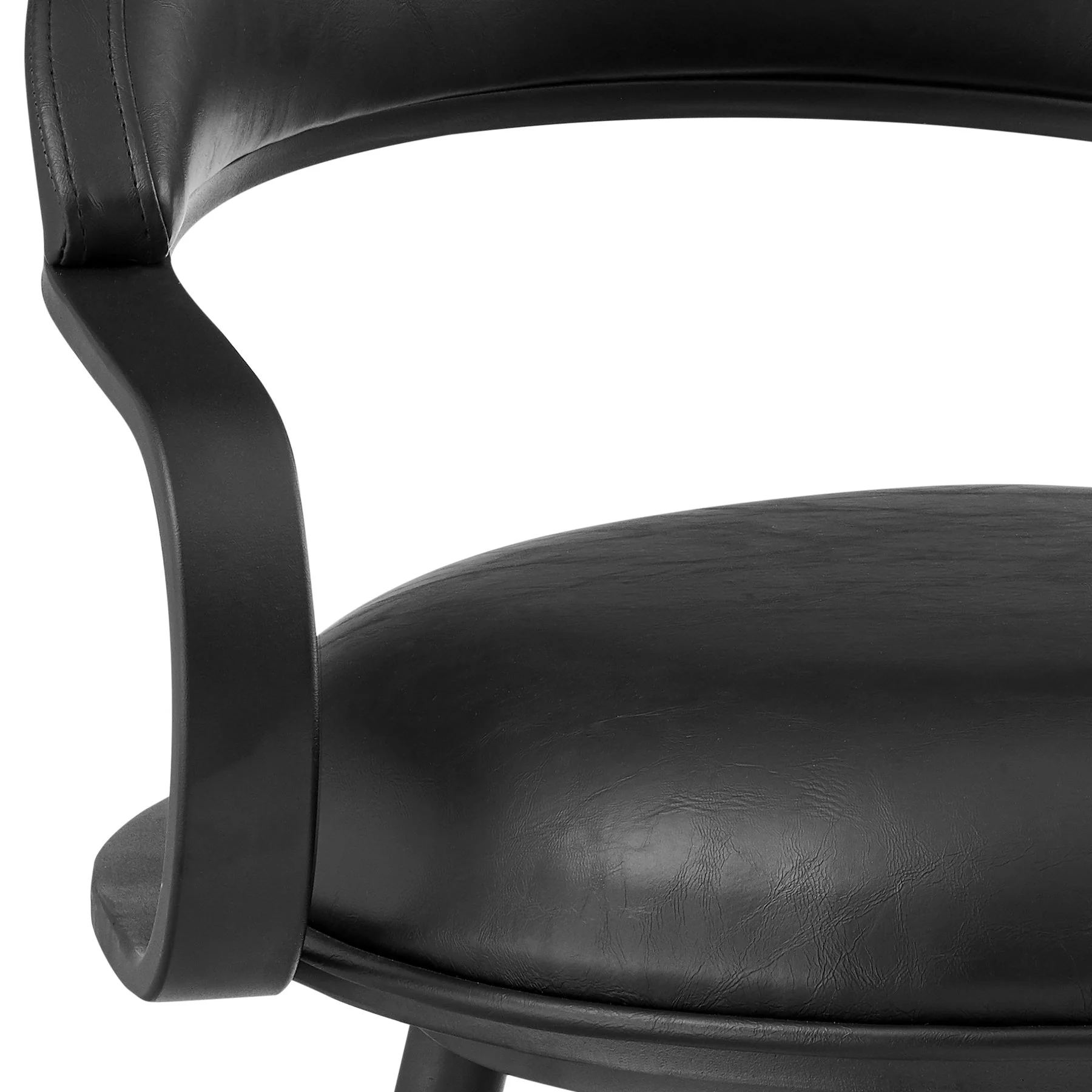 Gardenia 26" Swivel Counter Stool in Black Iron with Vintage Black Faux Leather - Image 6