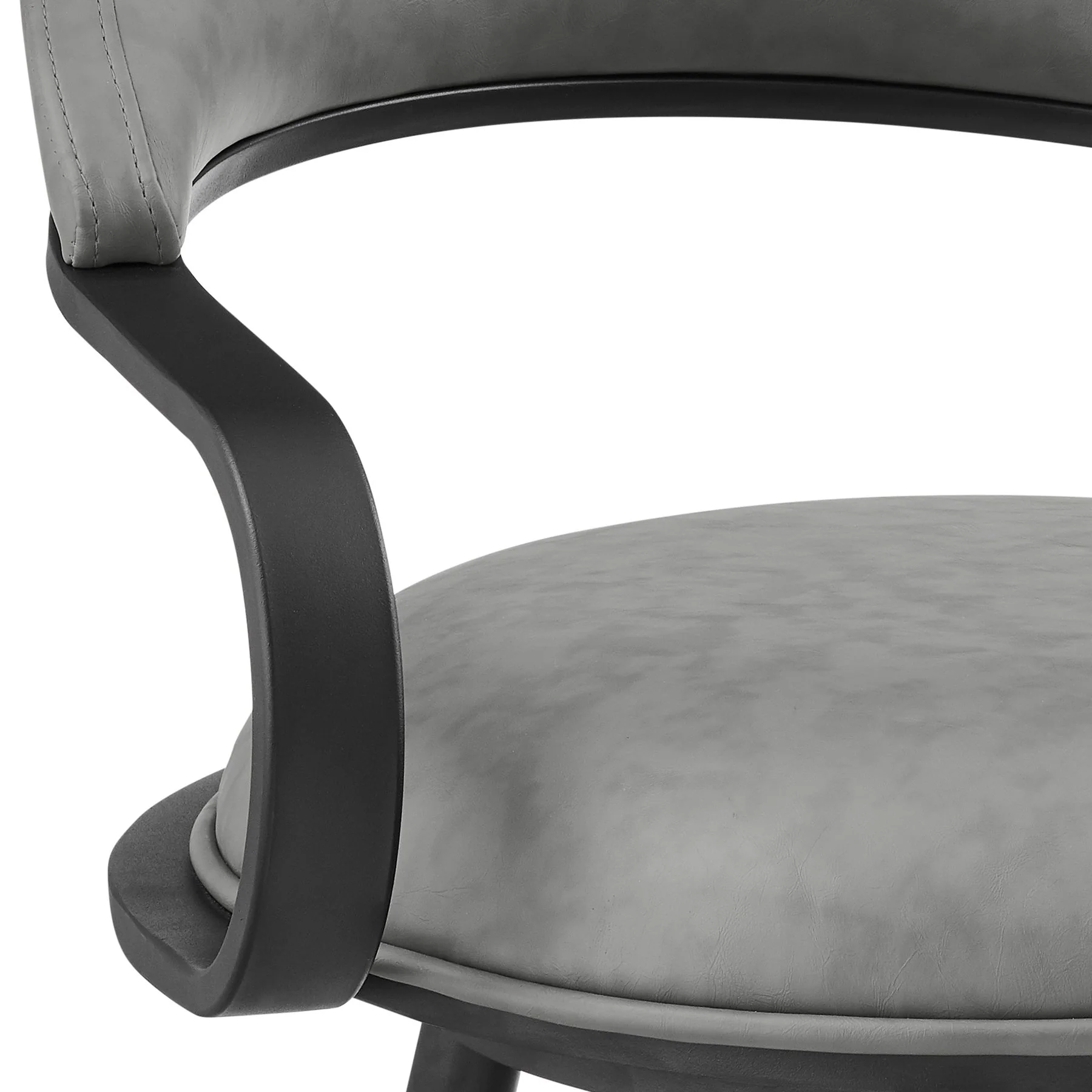 Gardenia 26" Swivel Counter Stool in Black Iron with Vintage Gray Faux Leather - Image 6