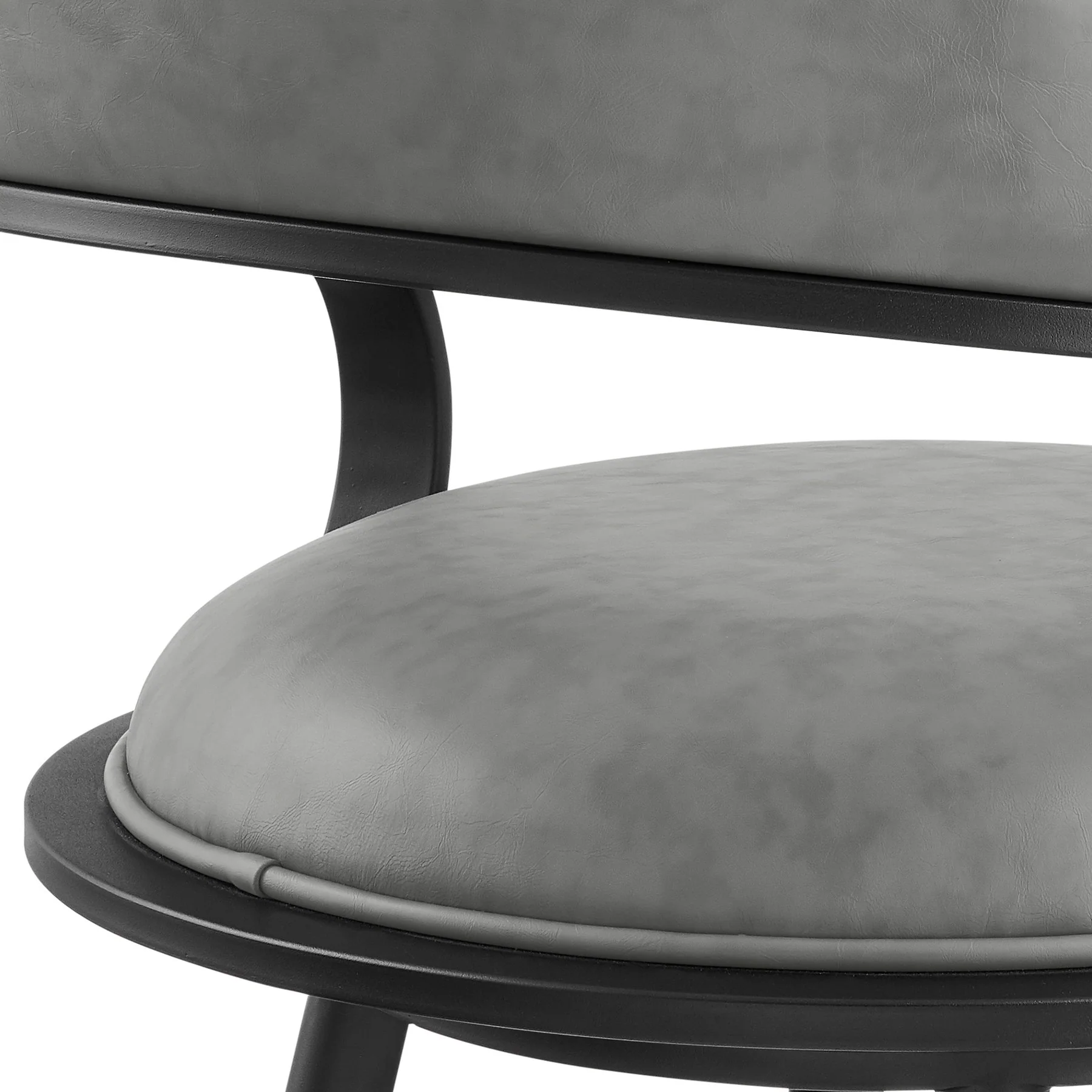 Gardenia 26" Swivel Counter Stool in Black Iron with Vintage Gray Faux Leather - Image 7