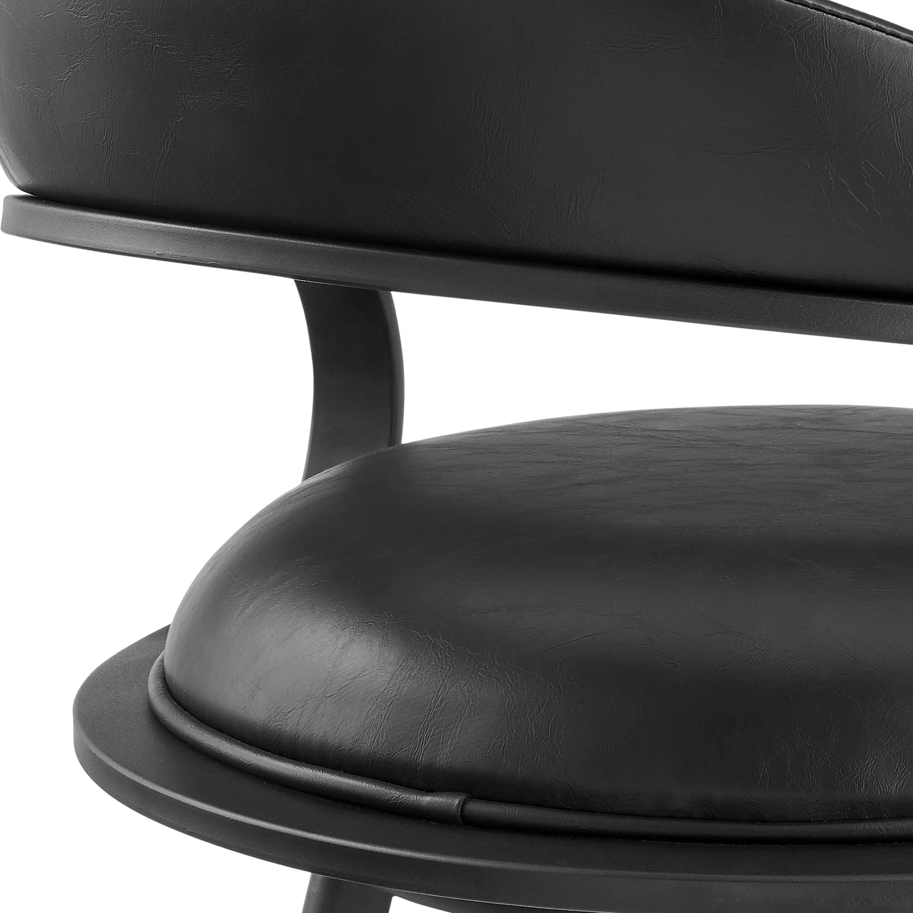 Gardenia 30" Swivel Bar Stool in Black Iron with Vintage Black Faux Leather - Image 7