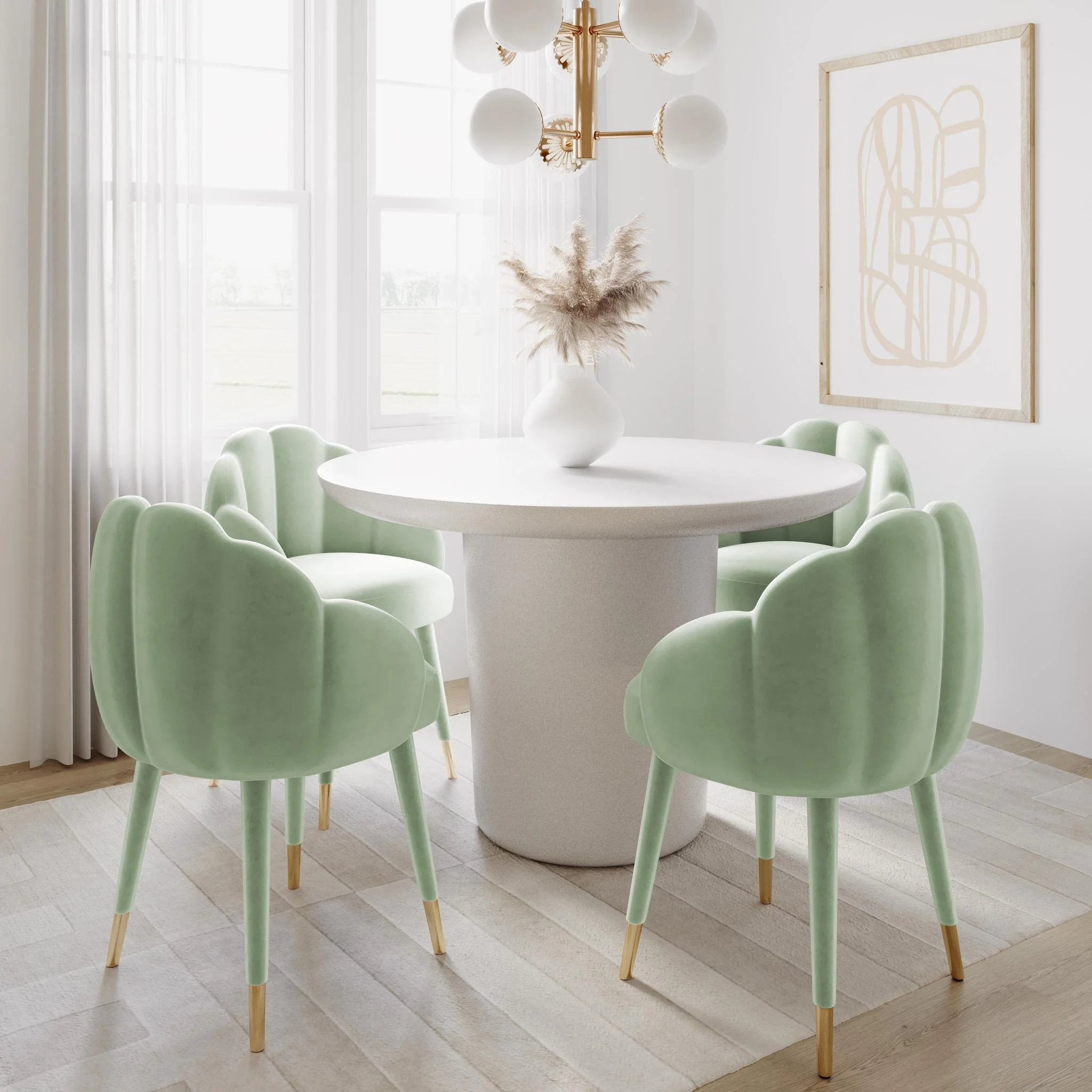 Gardenia Moss Green Velvet Dining Chair - Image 2