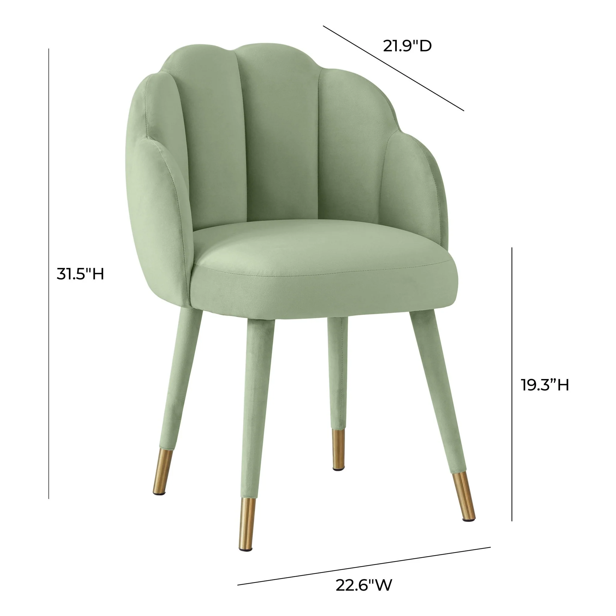 Gardenia Moss Green Velvet Dining Chair - Image 6