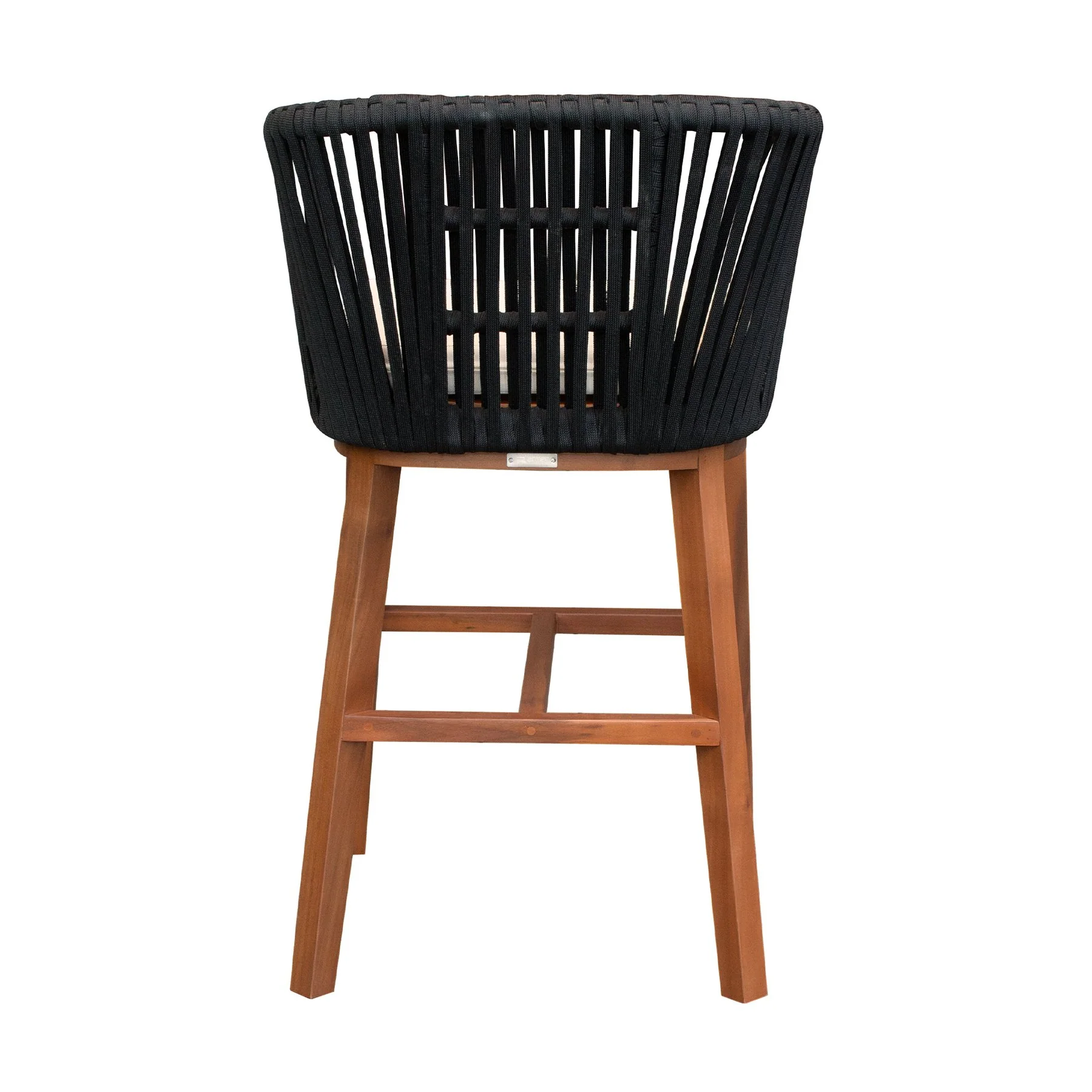 Garnet Outdoor Patio Bar Stool in Natural Acacia Wood and Black Rope - Image 5