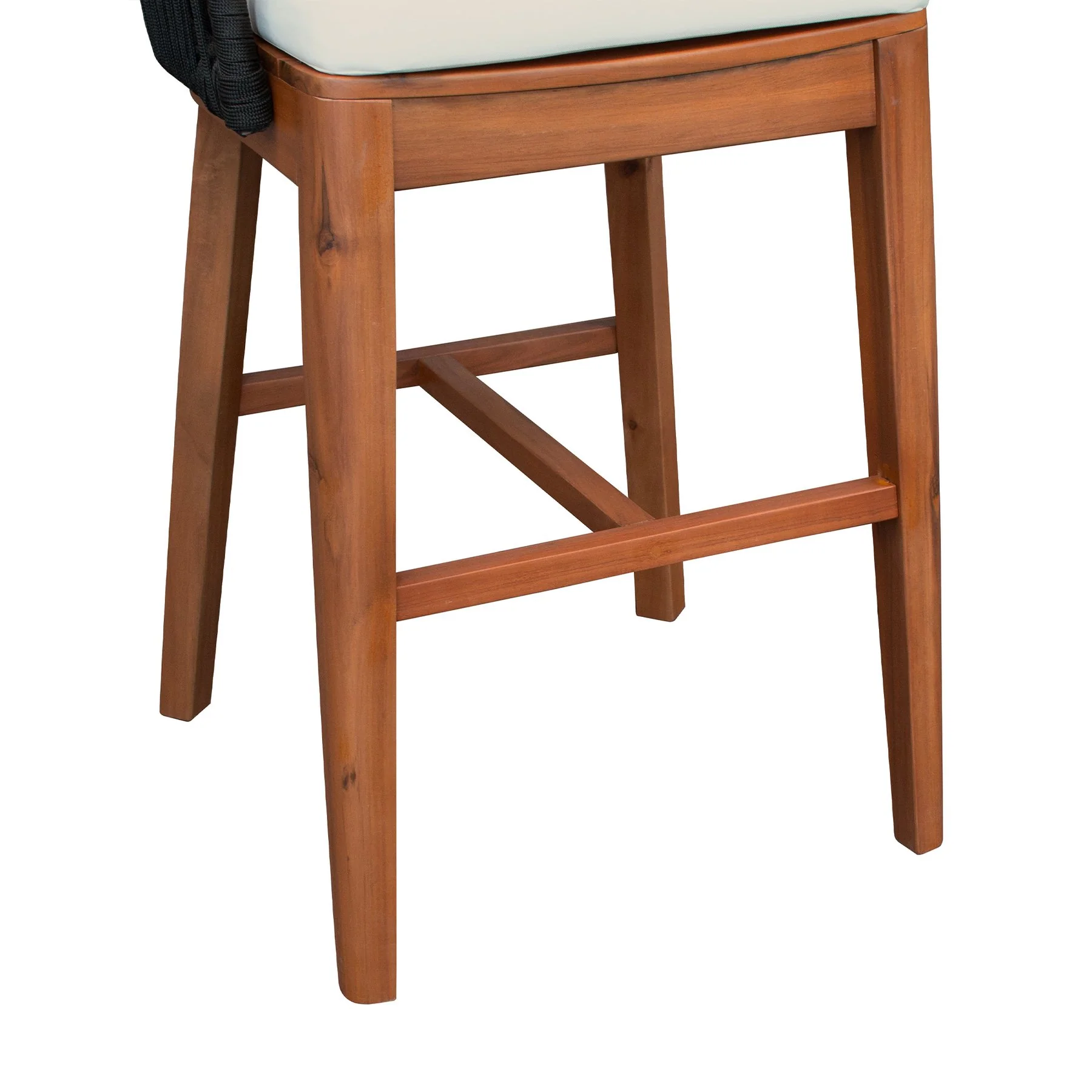 Garnet Outdoor Patio Bar Stool in Natural Acacia Wood and Black Rope - Image 8