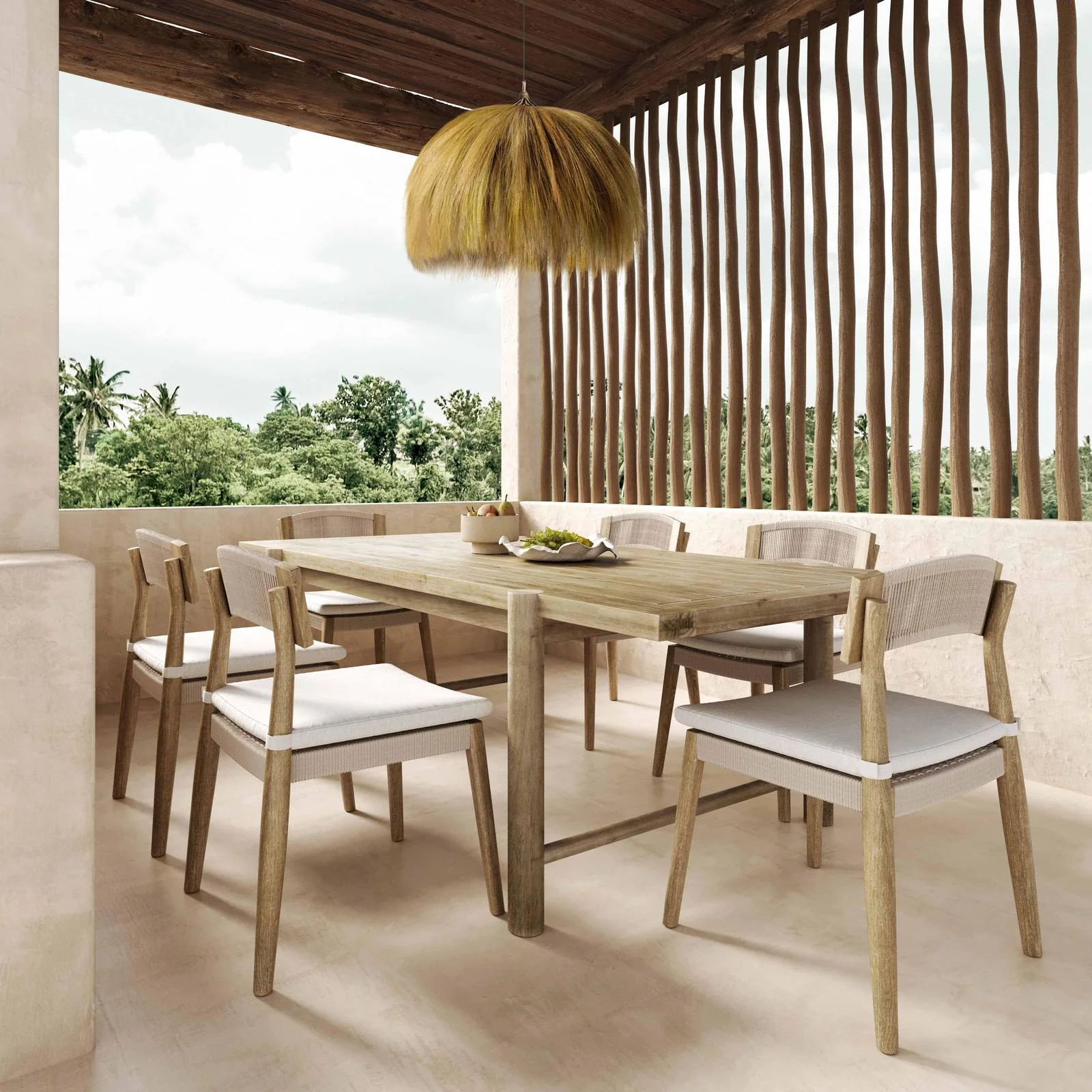 Gata Light Teak Outdoor Rectangular Dining Table - Image 2