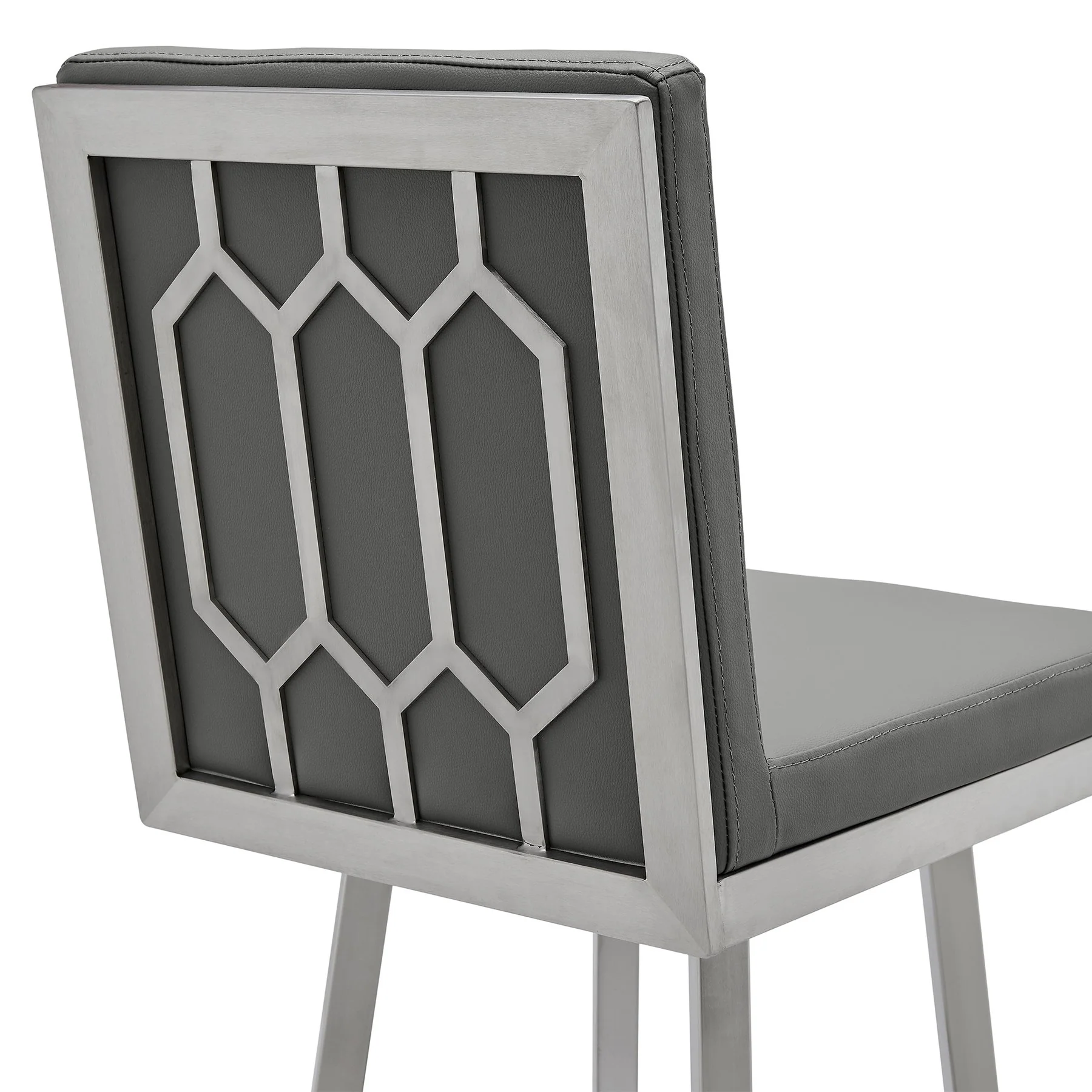 Gem 26" Swivel Modern Metal and Gray Faux Leather Bar and Counter Stool - Image 5