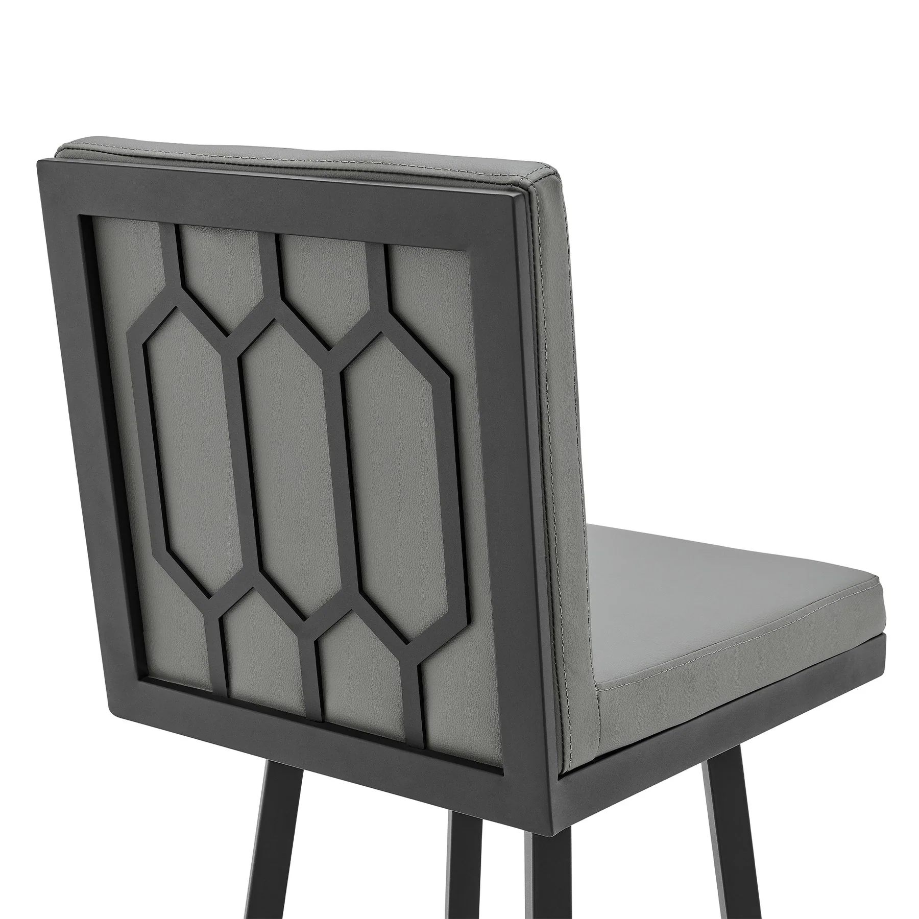 Gem Swivel Modern Black Metal and Gray Faux Leather Bar and Counter Stool - Image 5