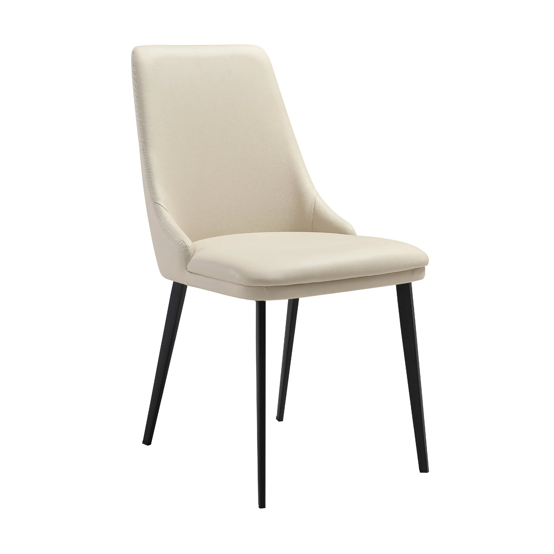 Genesis Upholstered Dining Chair in Beige Faux Leather with Black Metal Legs - Set of 2 - Image 2