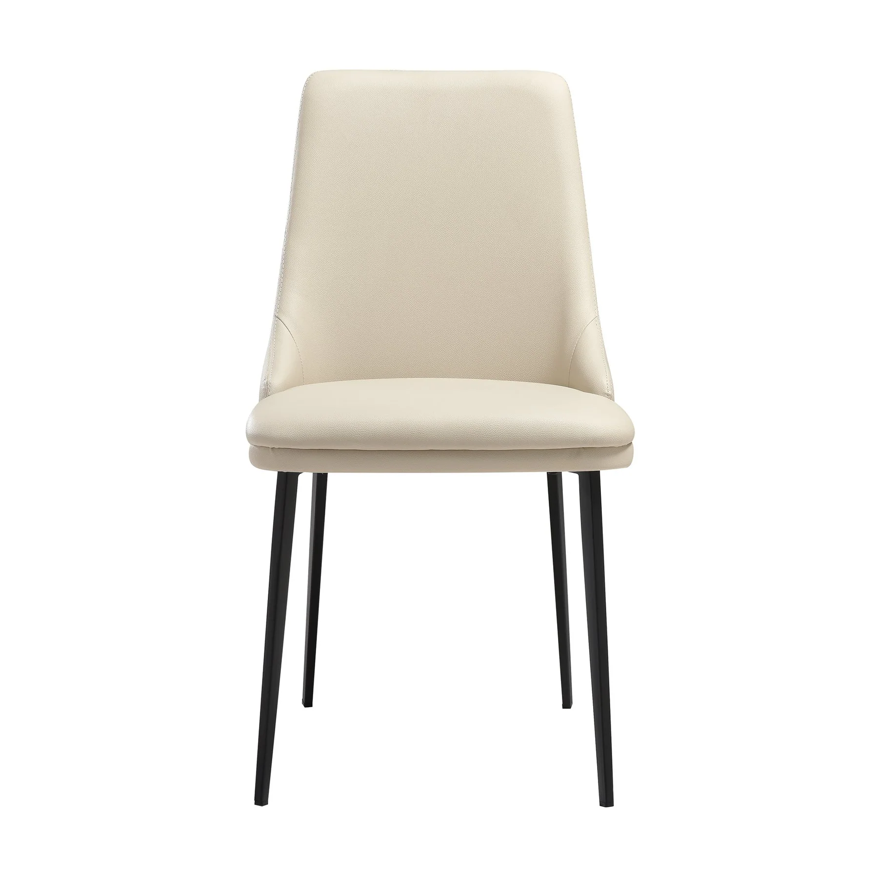 Genesis Upholstered Dining Chair in Beige Faux Leather with Black Metal Legs - Set of 2 - Image 3