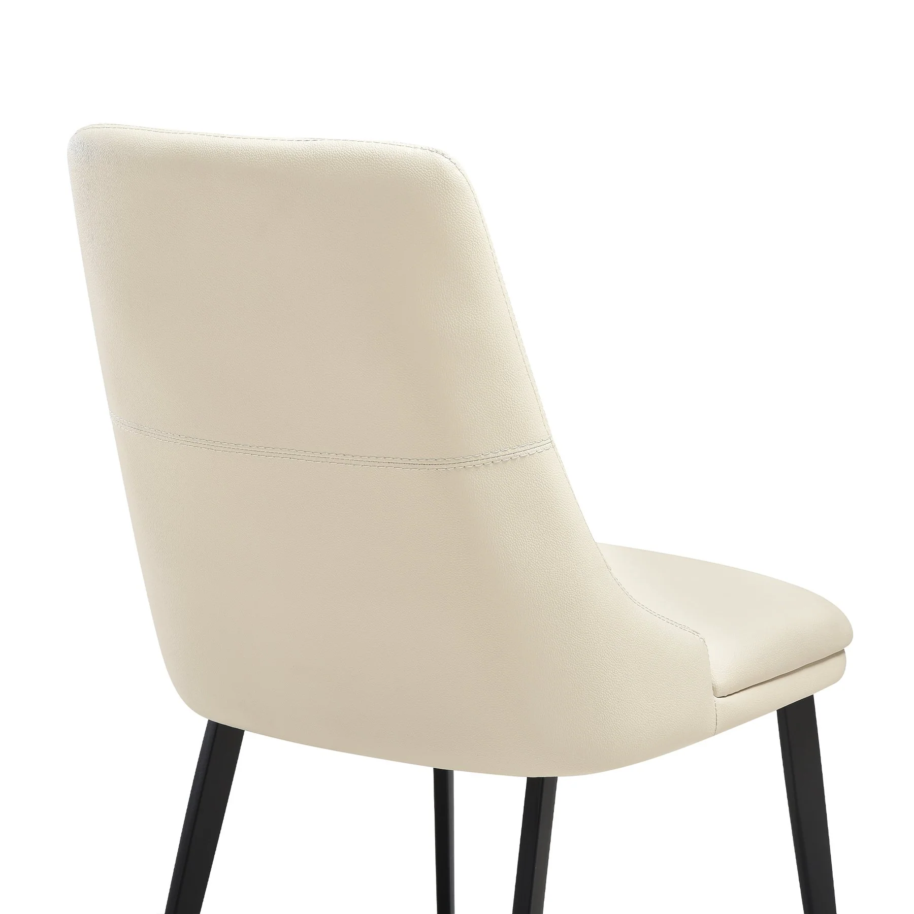 Genesis Upholstered Dining Chair in Beige Faux Leather with Black Metal Legs - Set of 2 - Image 7