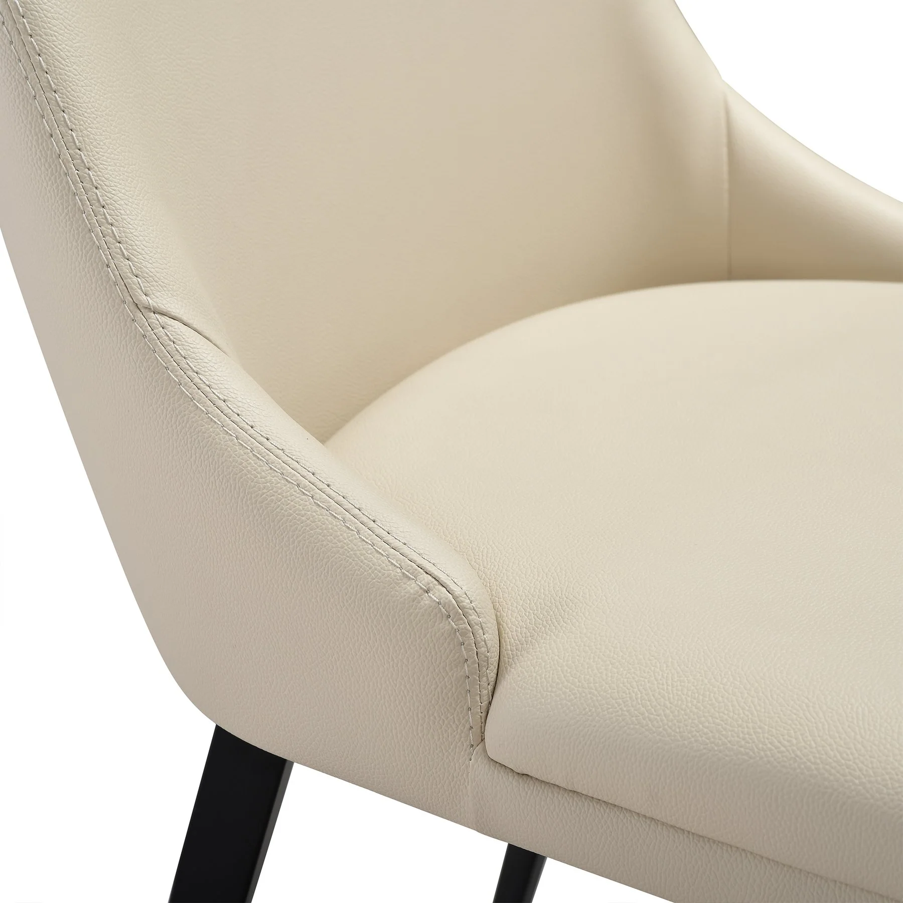 Genesis Upholstered Dining Chair in Beige Faux Leather with Black Metal Legs - Set of 2 - Image 9