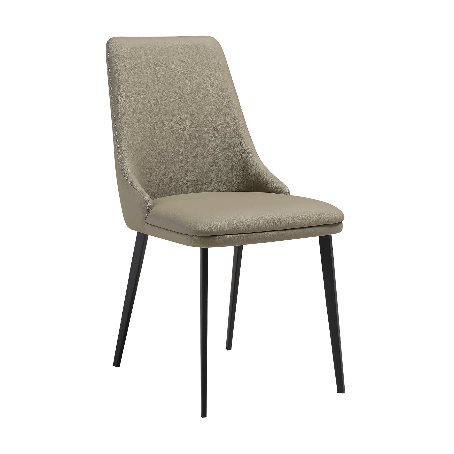 Genesis Upholstered Dining Chair in Taupe Gray Faux Leather with Black Metal Legs - Set of 2 - Image 2