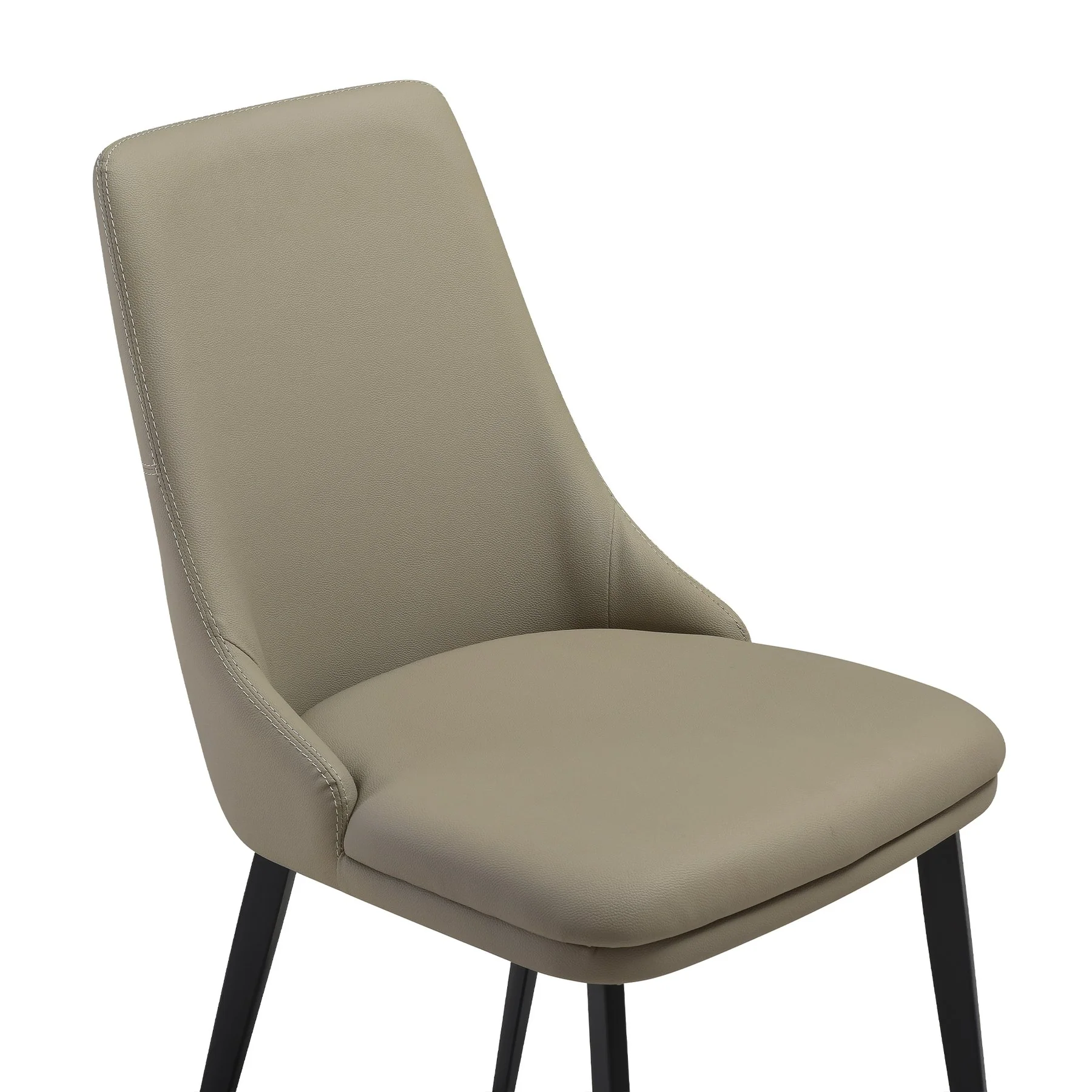 Genesis Upholstered Dining Chair in Taupe Gray Faux Leather with Black Metal Legs - Set of 2 - Image 6