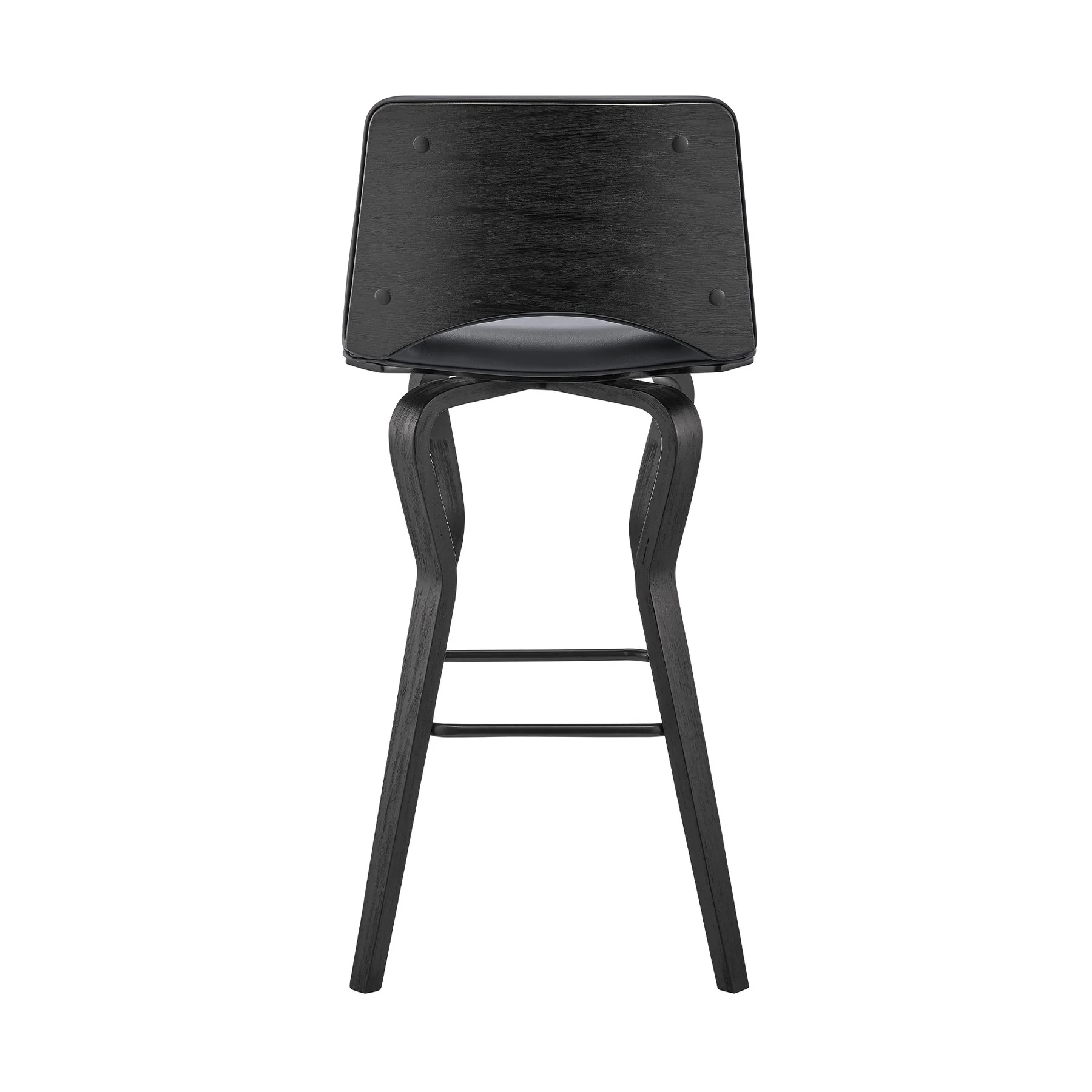 Gerty 26" Swivel Gray Faux Leather and Black Wood Bar Stool - Image 5