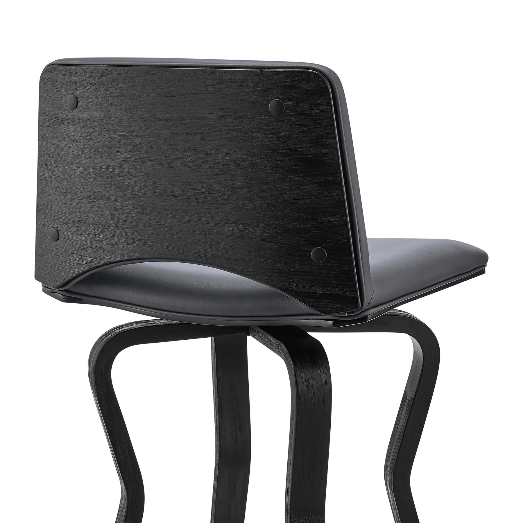 Gerty 26" Swivel Gray Faux Leather and Black Wood Bar Stool - Image 7