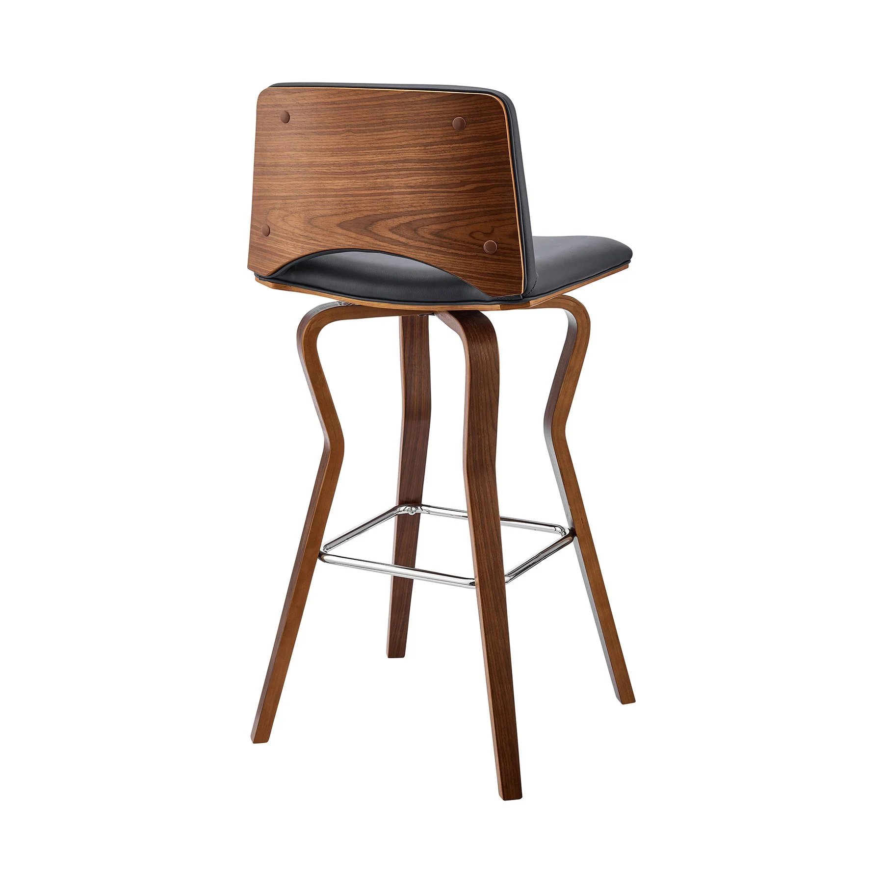 Gerty 26" Swivel Gray Faux Leather and Walnut Wood Bar Stool - Image 4