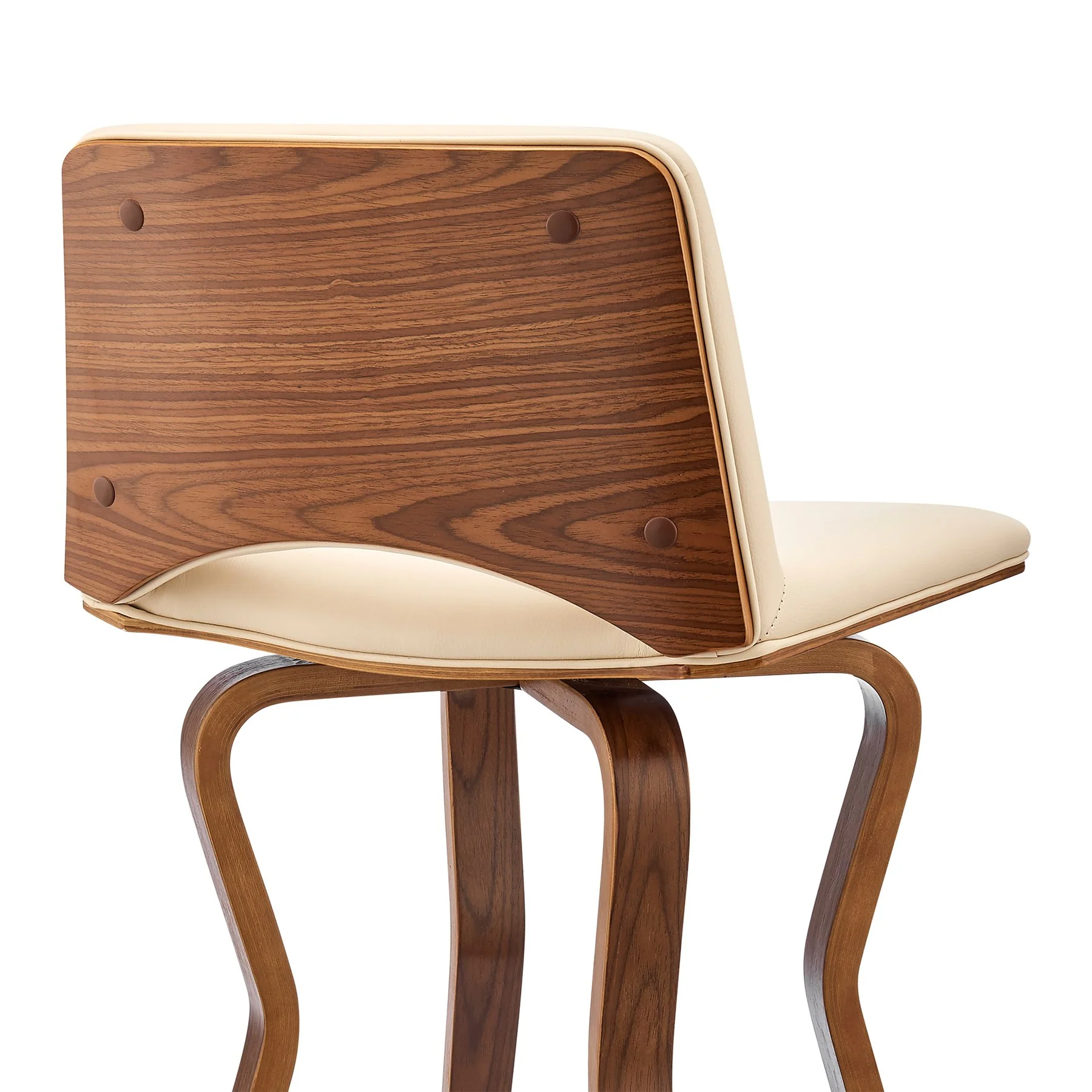 Gerty 30" Swivel Cream Faux Leather and Walnut Wood Bar Stool - Image 7