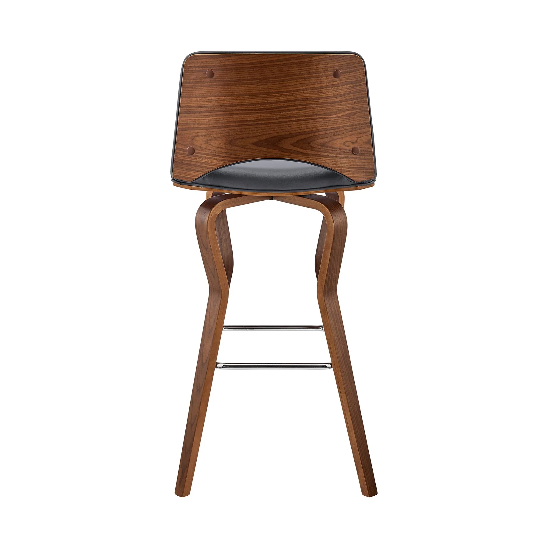 Gerty 30" Swivel Gray Faux Leather and Walnut Wood Bar Stool - Image 5