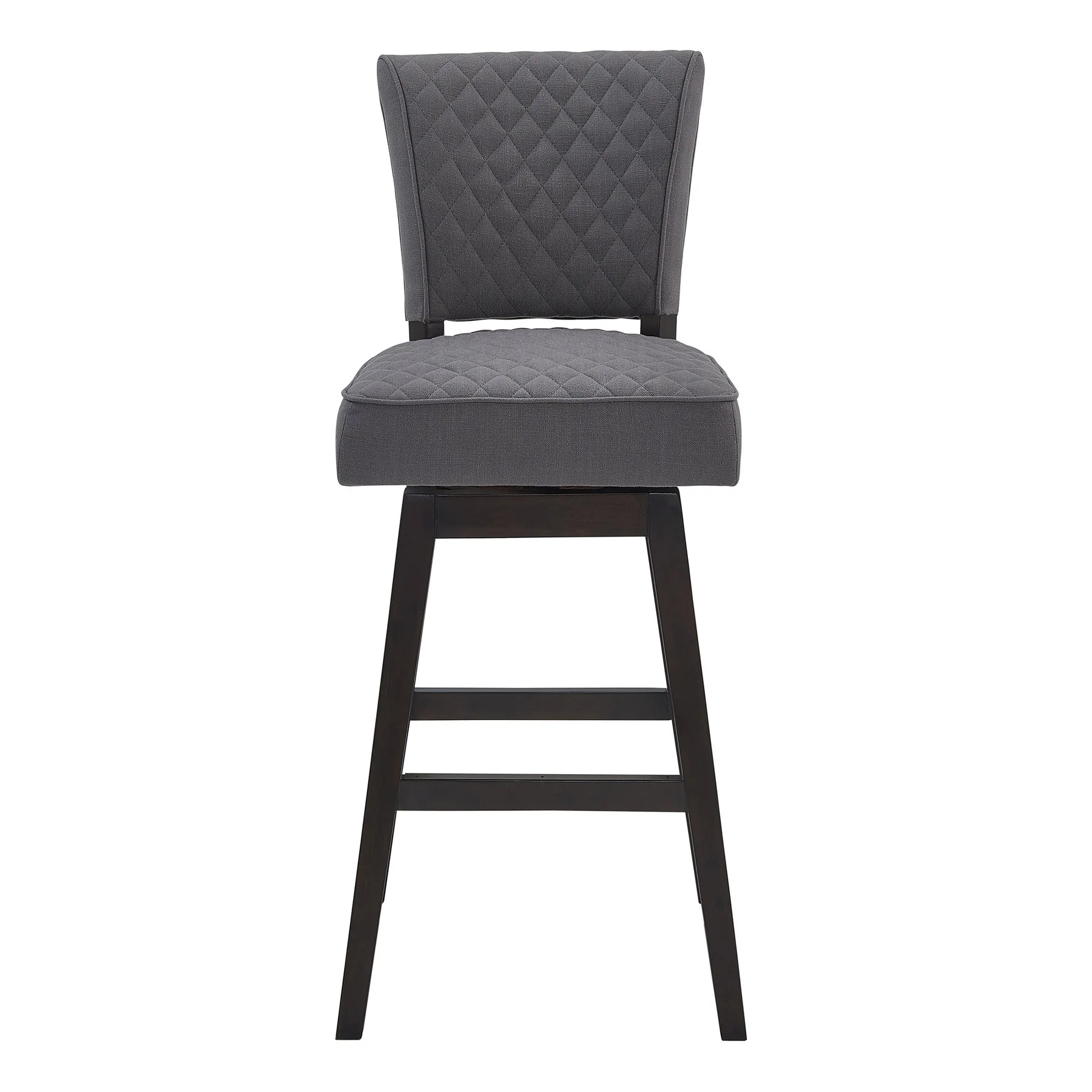Gia 30" Bar Height Swivel Gray Fabric and Espresso Wood Bar Stool - Image 2