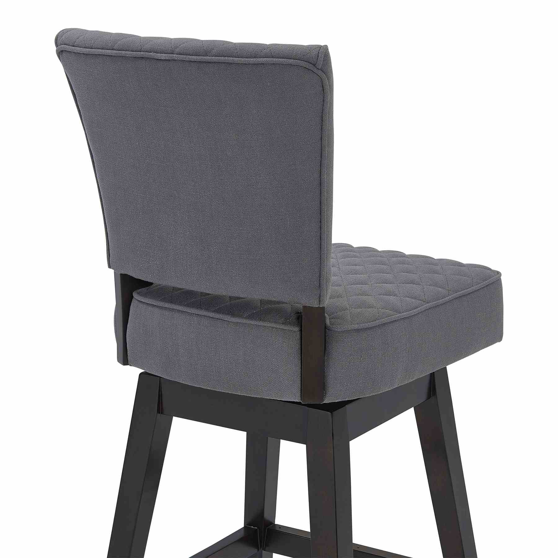 Gia 30" Bar Height Swivel Gray Fabric and Espresso Wood Bar Stool - Image 5