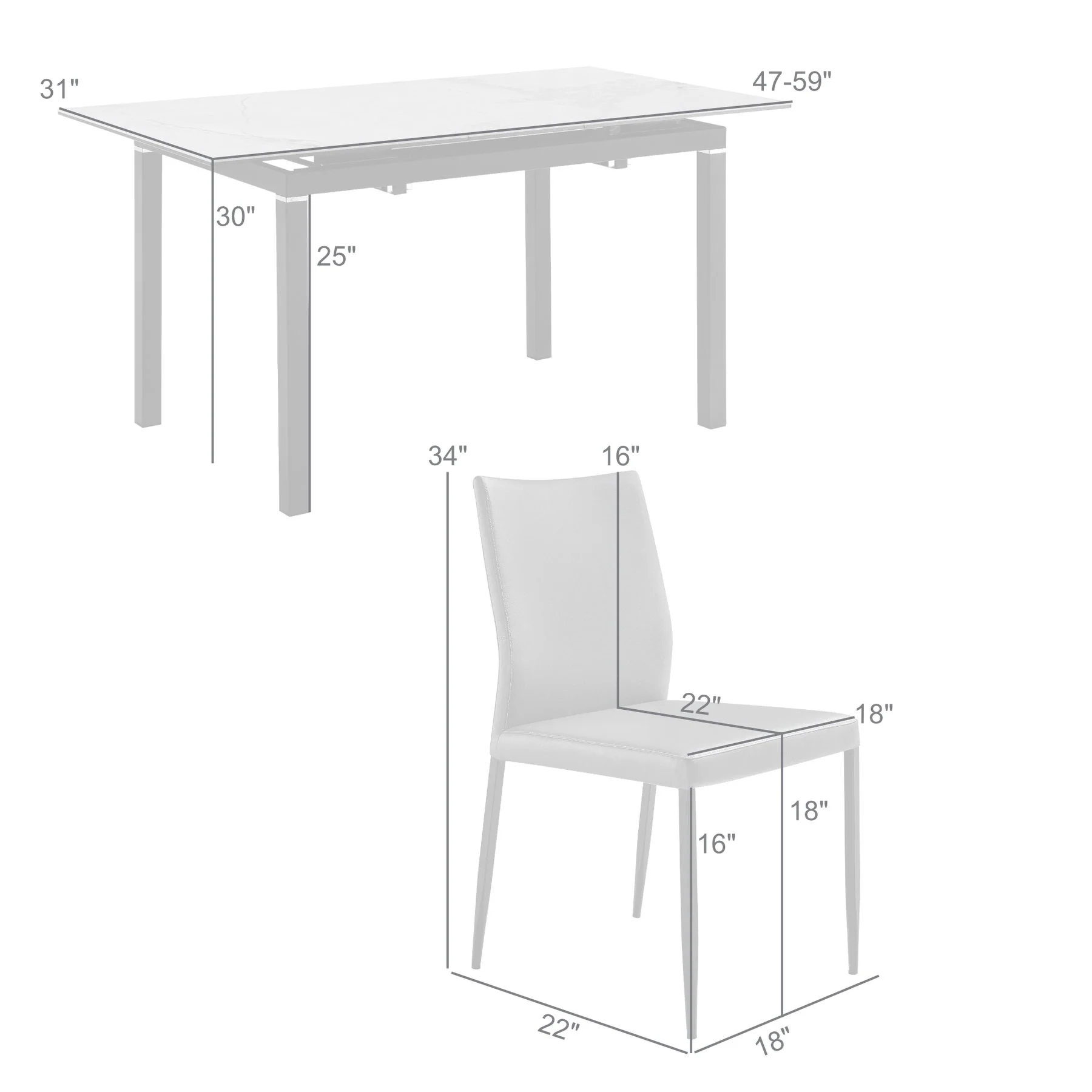 Giana Kash 5 Piece Extendable Dining Set with Black Faux Leather Chairs - Image 10