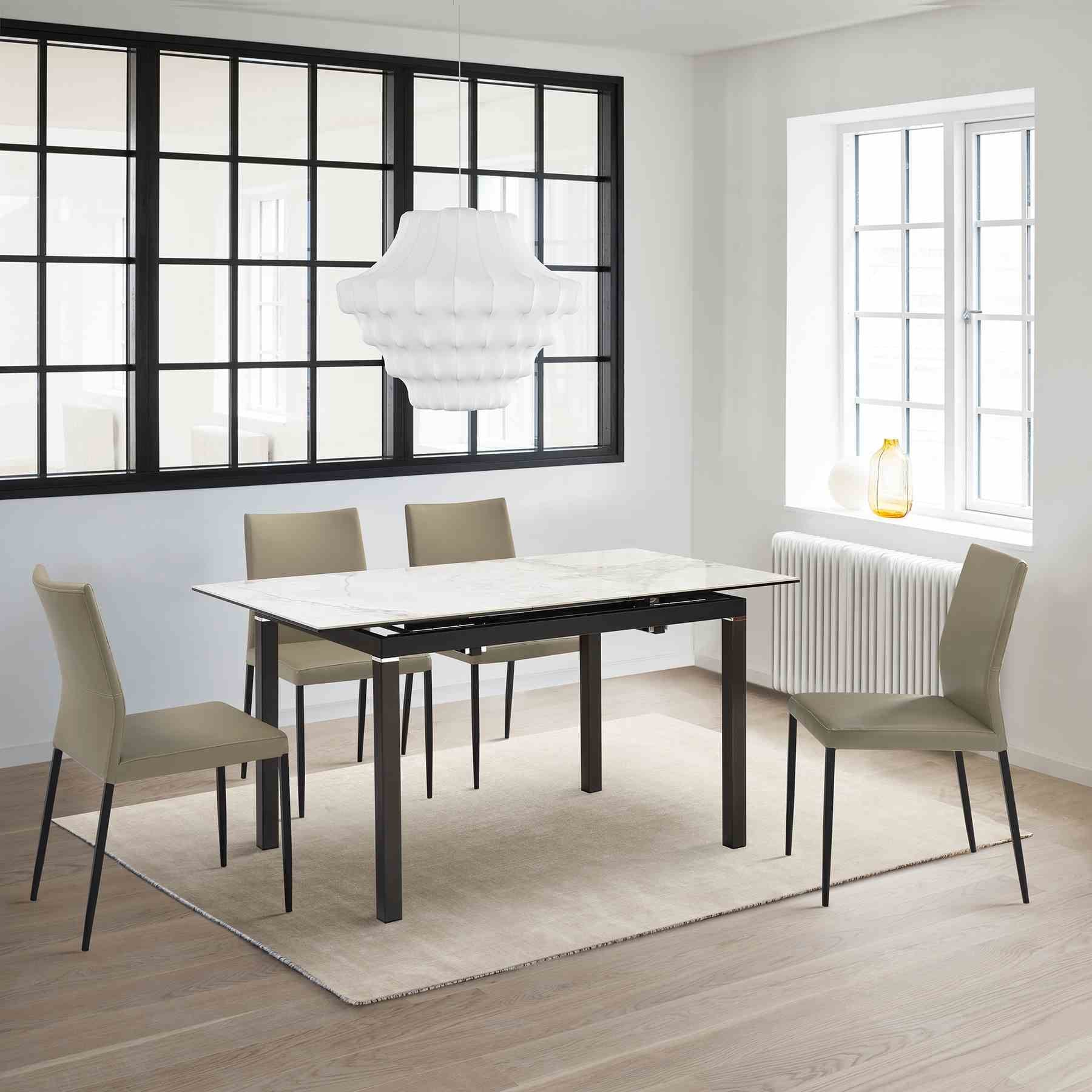 Giana Kash 5 Piece Extendable Dining Set with Taupe Gray Faux Leather Chairs - Image 11