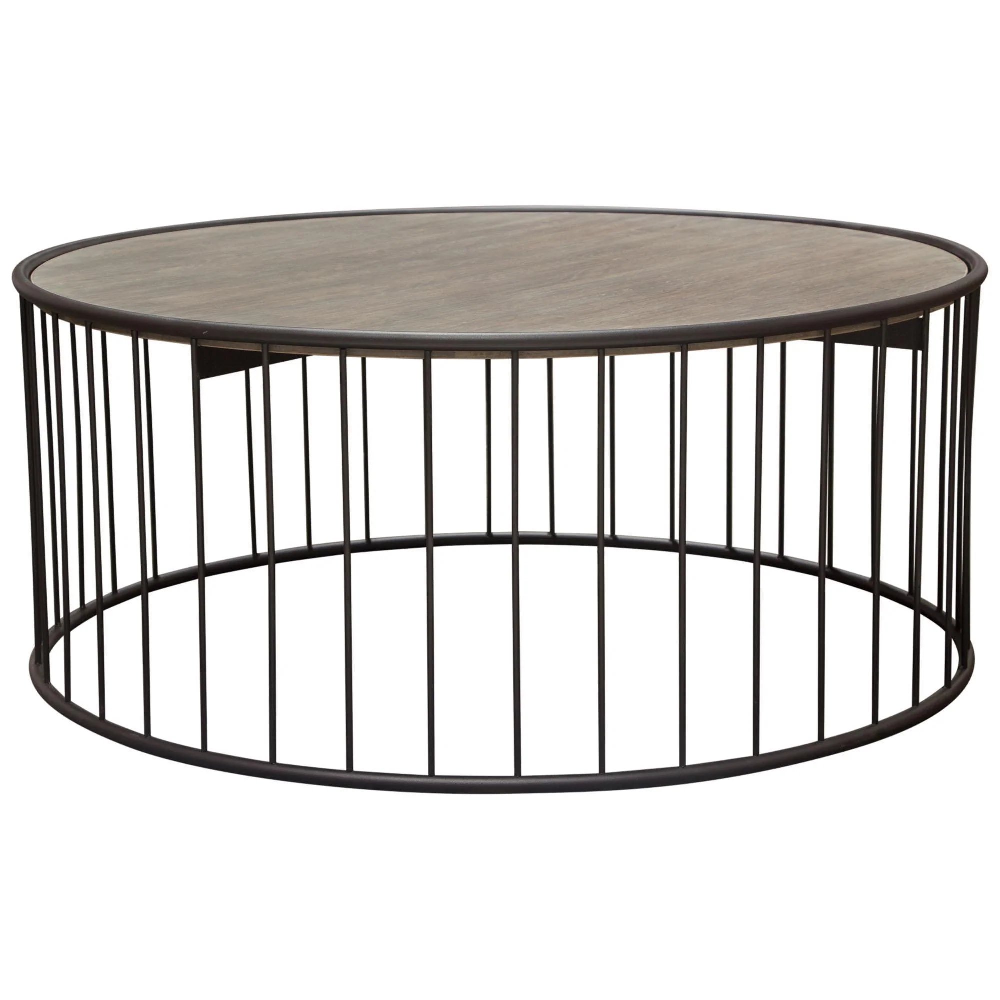 Gibson 38" Round Cocktail Table with Grey Oak Finished Top and Metal Base by Diamond Sofa - Image 5