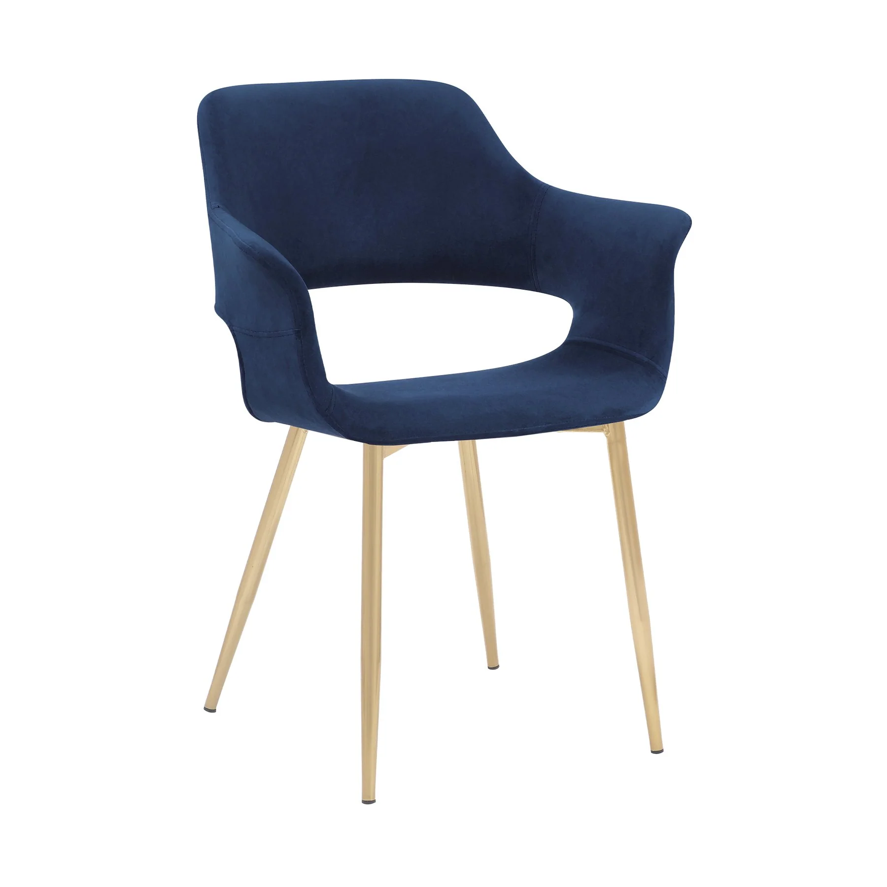Gigi Blue Velvet Dining Room Chair with Gold Metal Legs - Set of 2 - Image 2