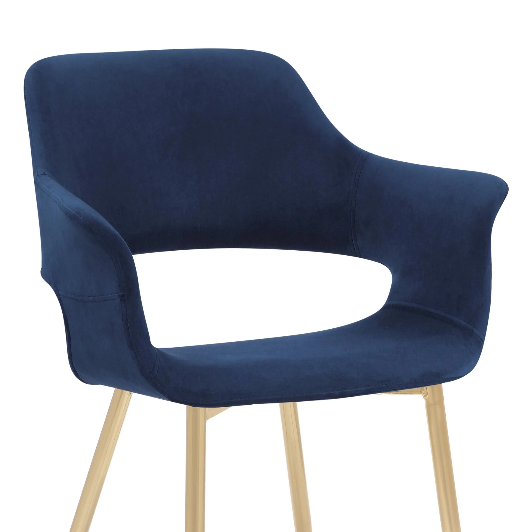 Gigi Blue Velvet Dining Room Chair with Gold Metal Legs - Set of 2 - Image 7