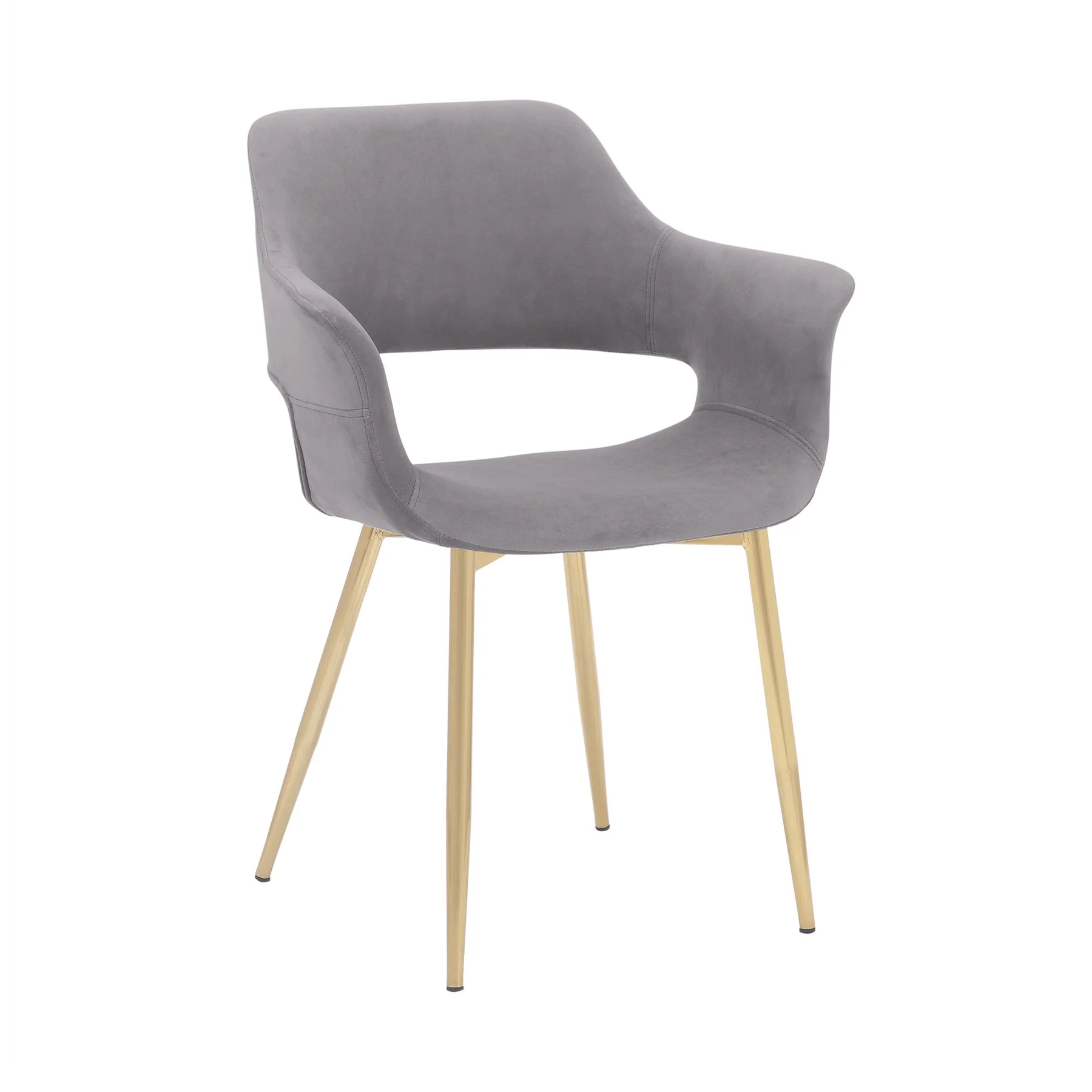 Gigi Gray Velvet Dining Room Chair with Gold Metal Legs - Set of 2 - Image 2