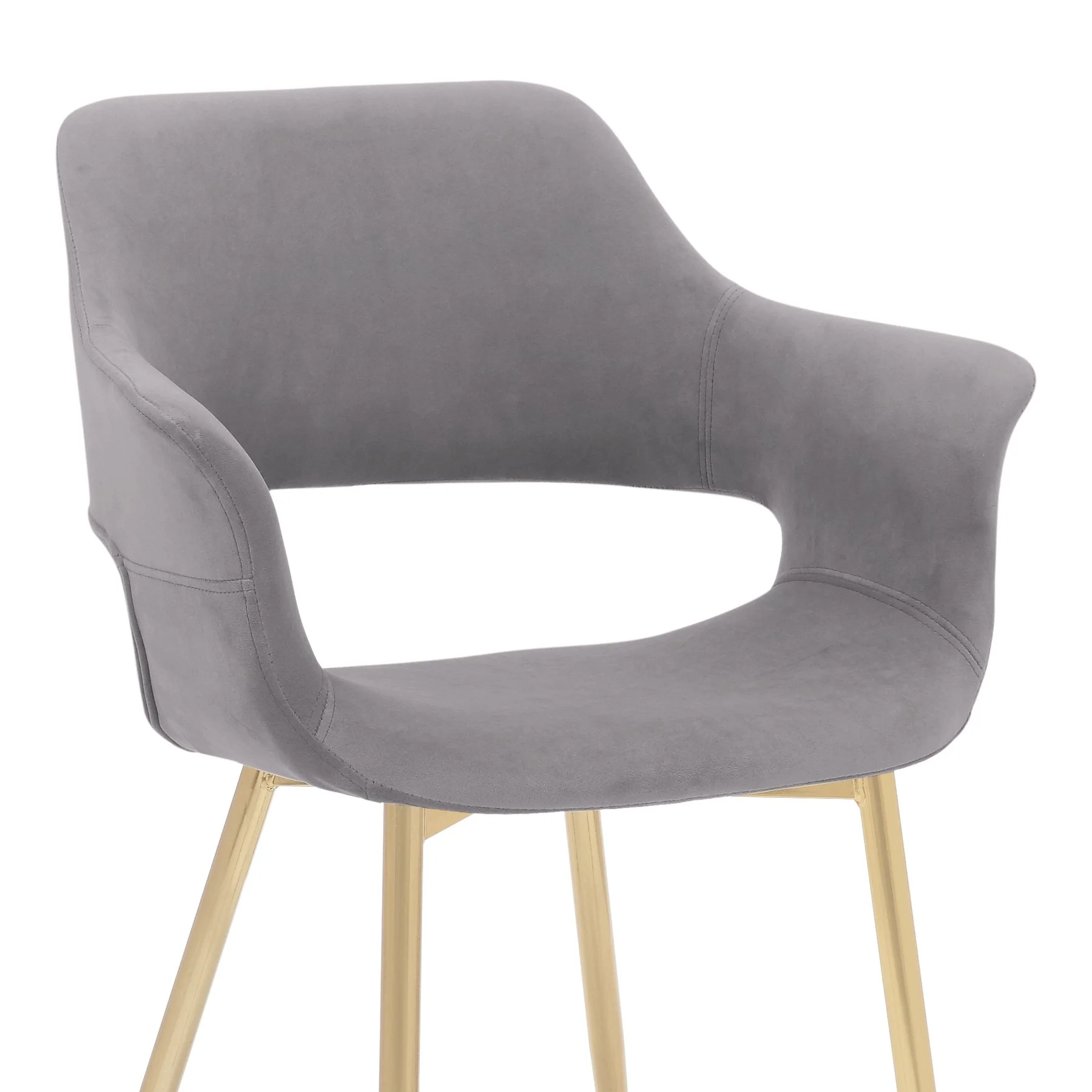 Gigi Gray Velvet Dining Room Chair with Gold Metal Legs - Set of 2 - Image 7