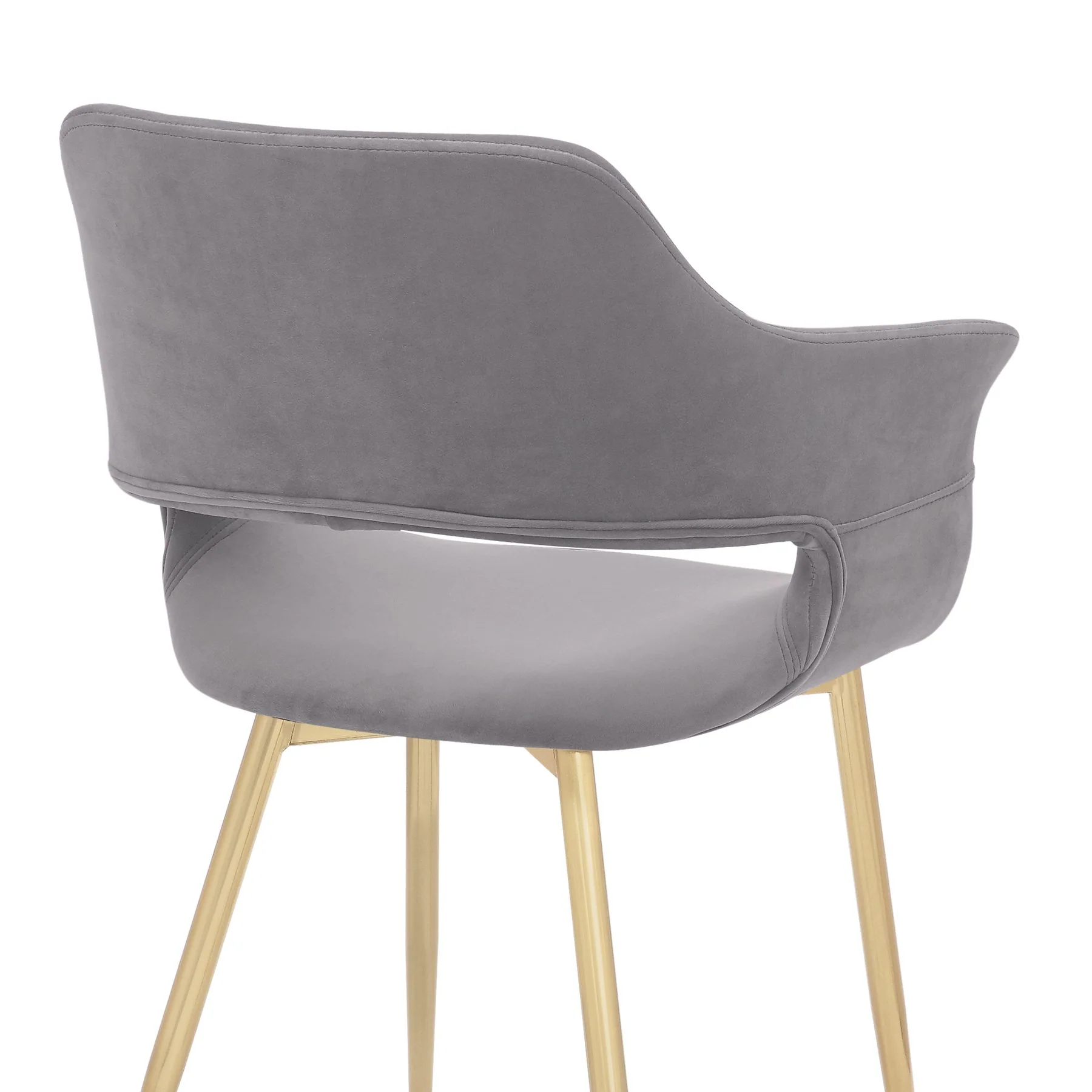 Gigi Gray Velvet Dining Room Chair with Gold Metal Legs - Set of 2 - Image 8