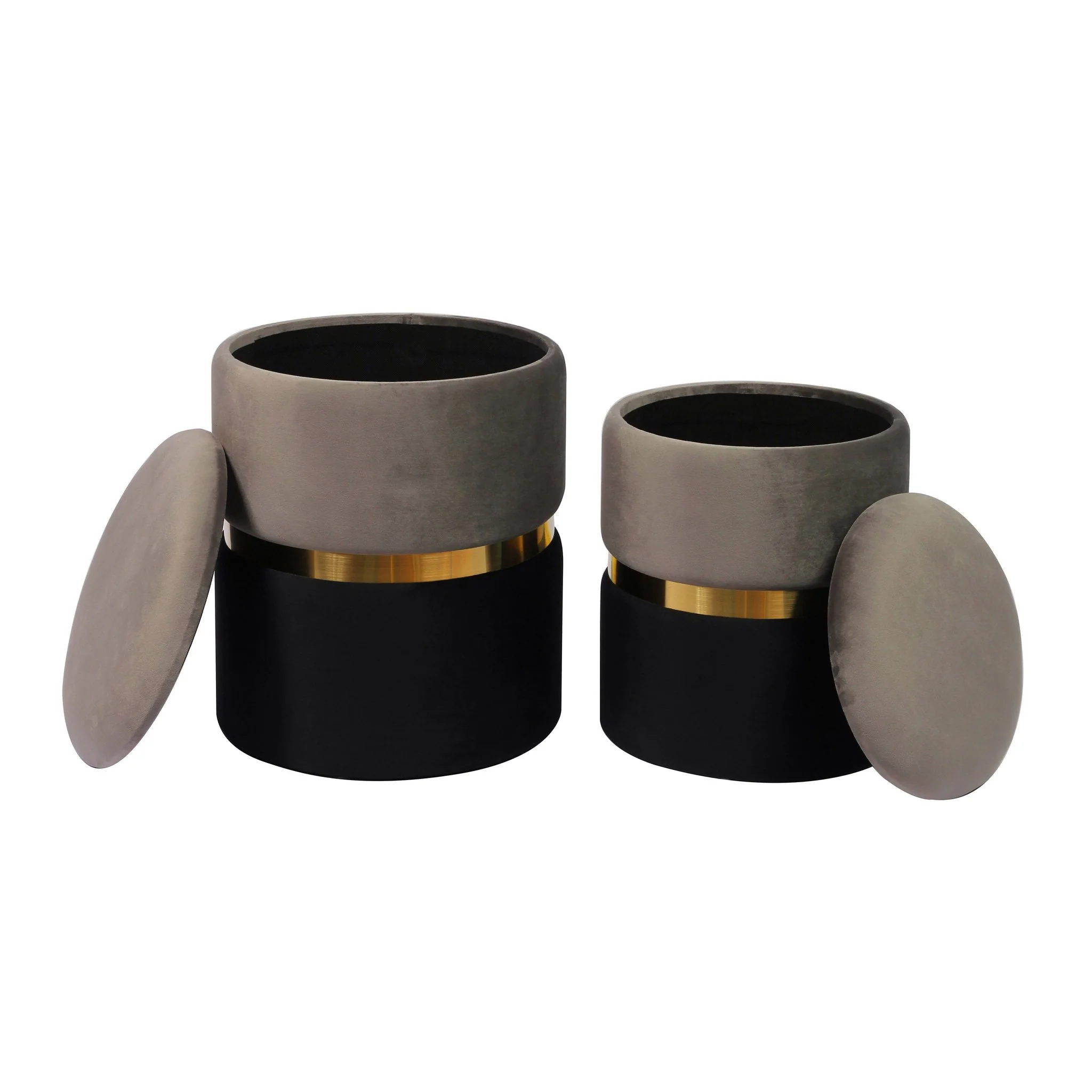 Gigi Grey Velvet Storage Ottomans - Set of 2 - Image 3