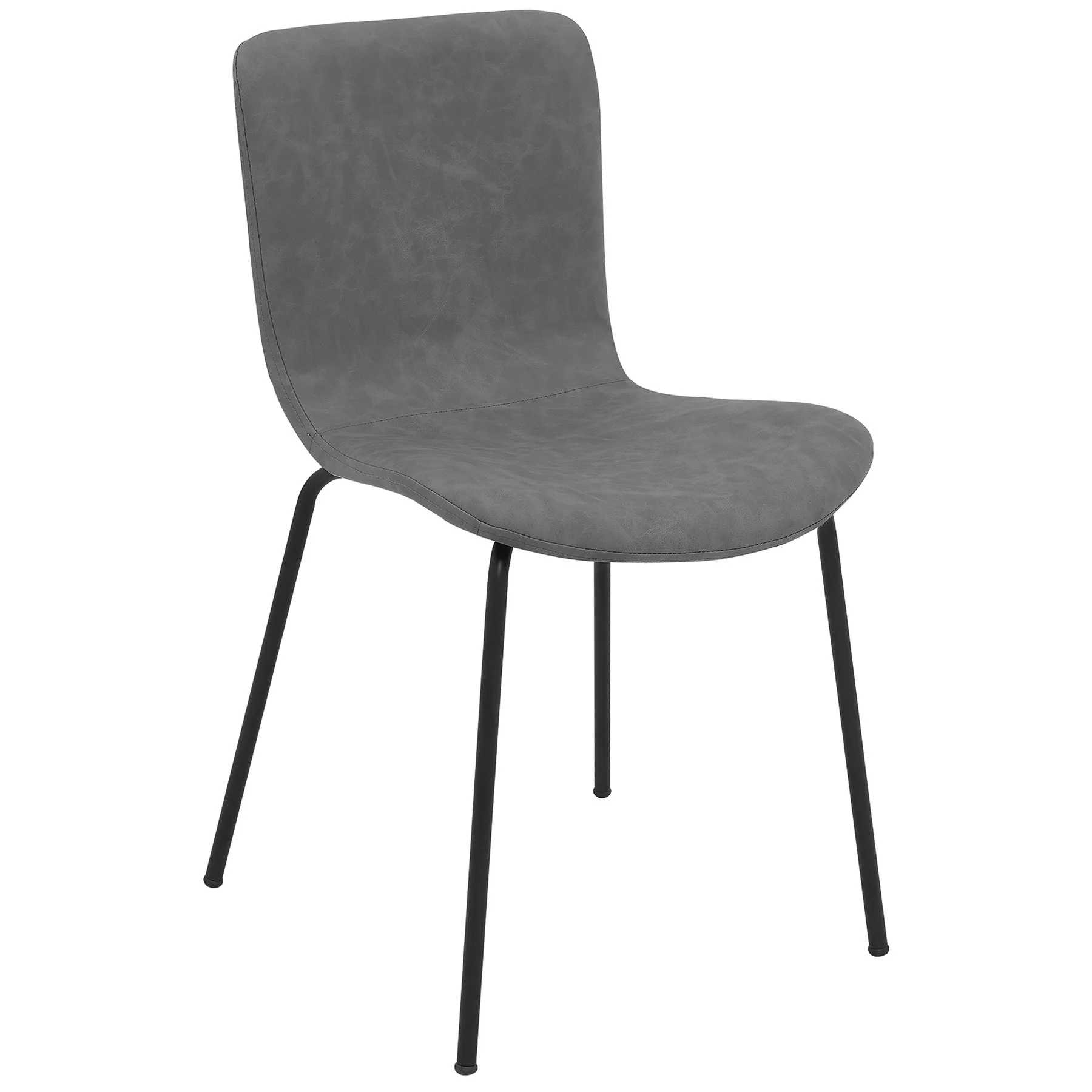 Gillian Modern Dark Gray Faux Leather and Metal Dining Room Chairs - Set of 2 - Image 2